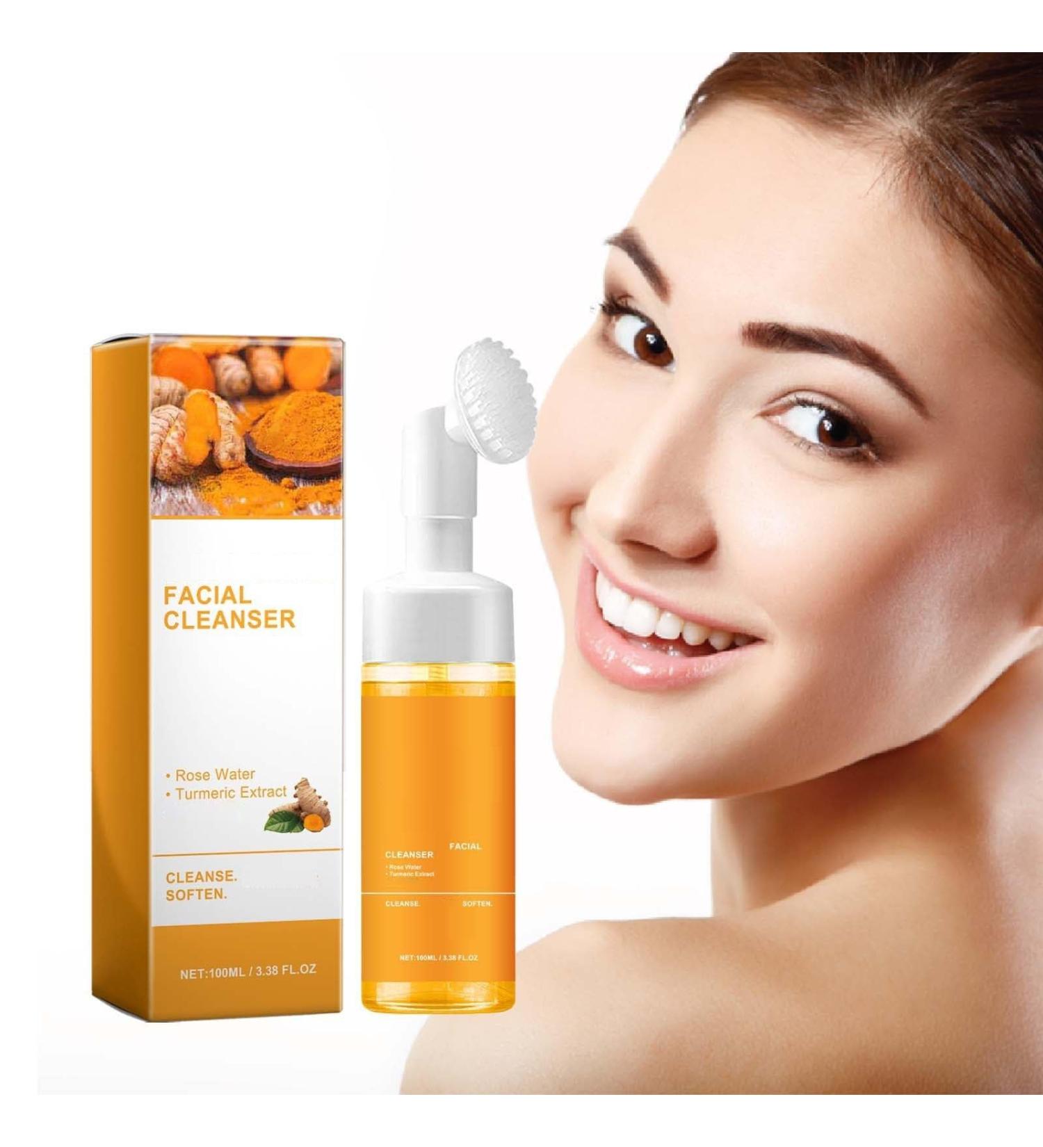 Yaper Turmeric Facial Cleanser - Deep Cleansing Exfoliating Face Wash with Brush for Radiant Glow (1Pcs) - International Shipping Available - Buy Online on SooperMarket.com