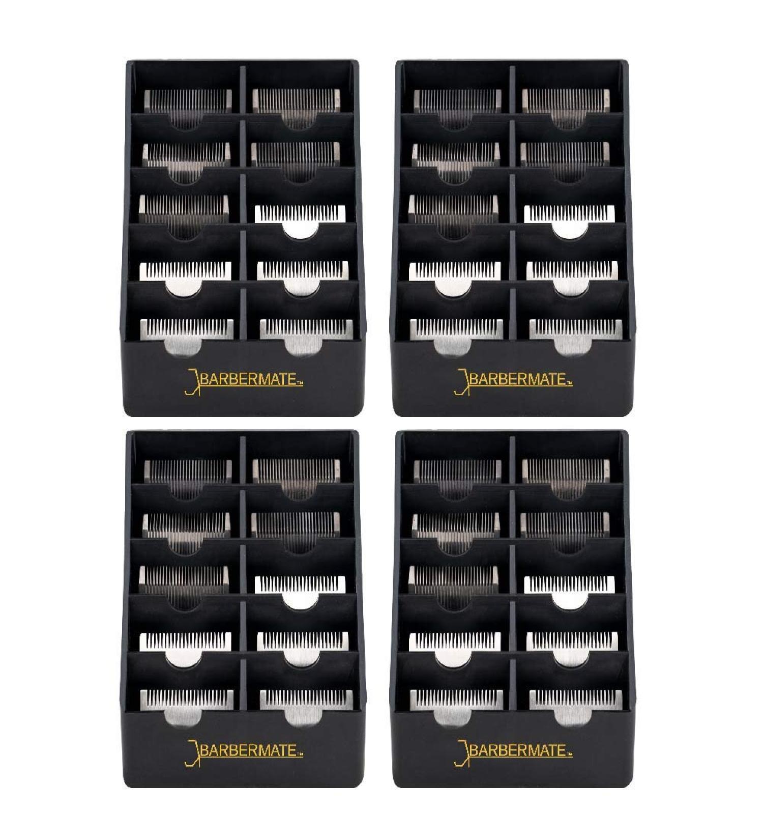 4 Pack BarberMate Blade Rack Storage Tray - Holds 10 Clipper Blades (Black)