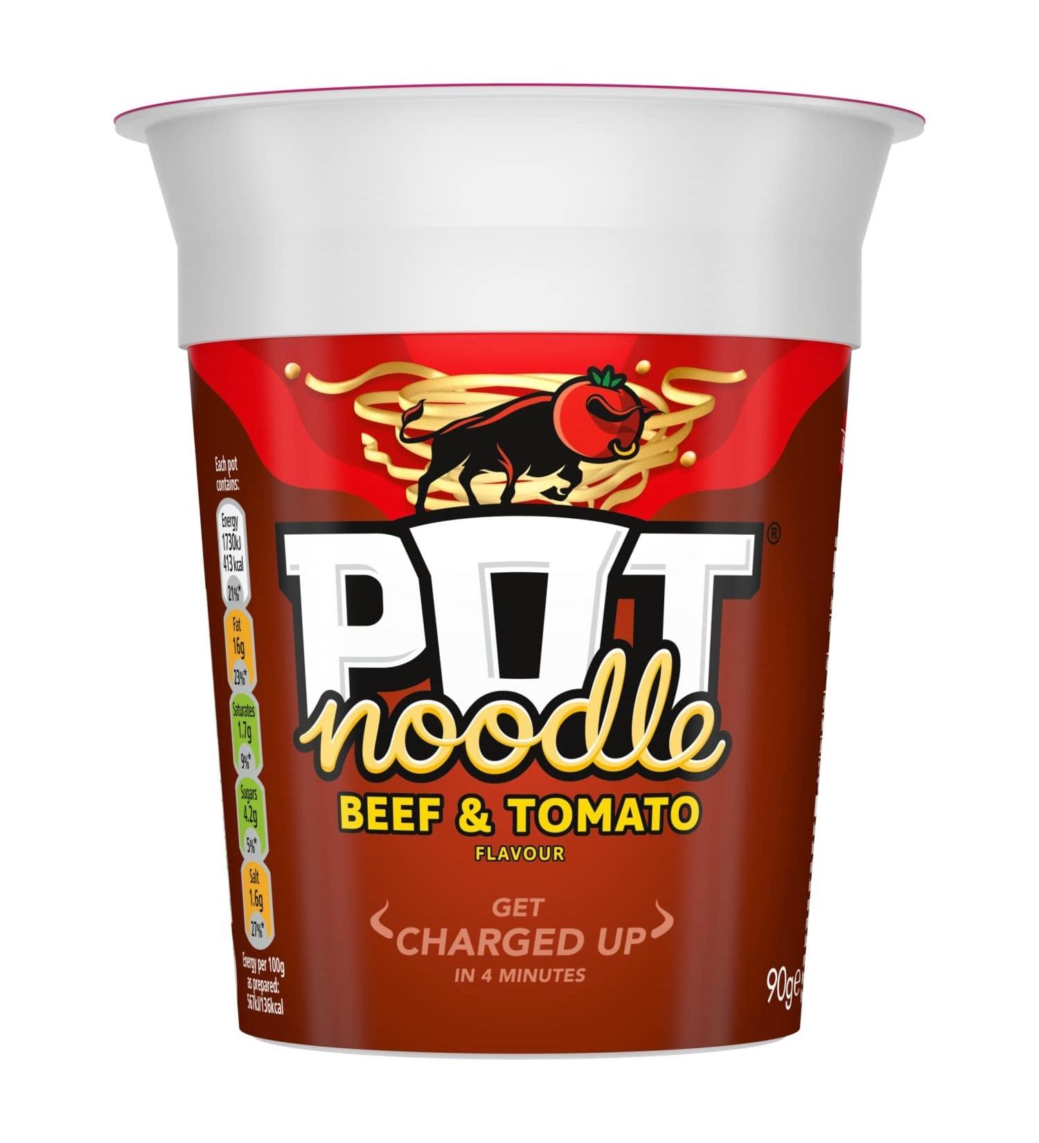 Pot Noodle Beef & Tomato Flavour 90g Beef & Tomato 90 g (Pack of 1)