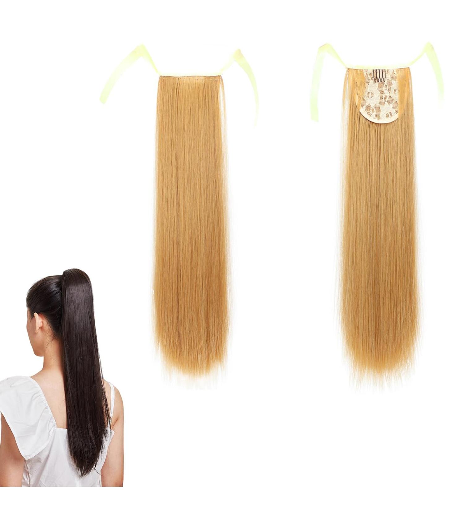 PrinFantasy Blonde Curly Clip In Ponytail Hair Extension 22 inch - Light Brown Fake Ponytail Extension - Buy Online on SooperMarket.com