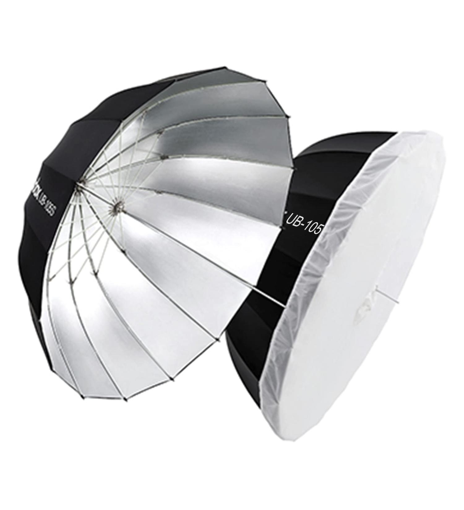 Godox UB-105S 41.3 Silver Parabolic Deep Reflective Umbrella with Diffuser Cover - Photography Studio Soft Light Umbrella - Buy Online on SooperMarket.com