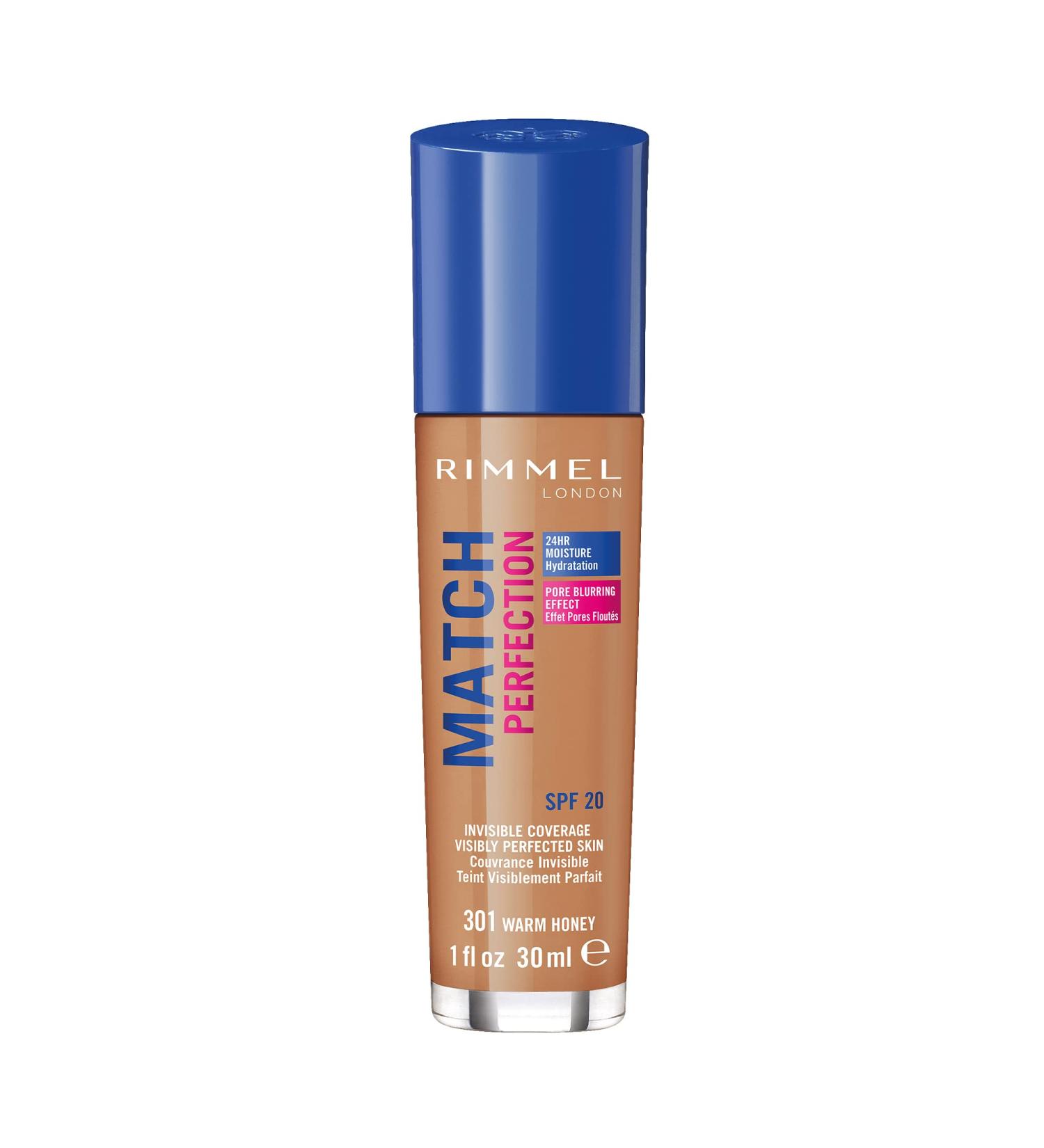 Rimmel Match Perfection Foundation 301 Warm Honey - Flawless Coverage for All Skin Tones - Buy Online on SooperMarket.com