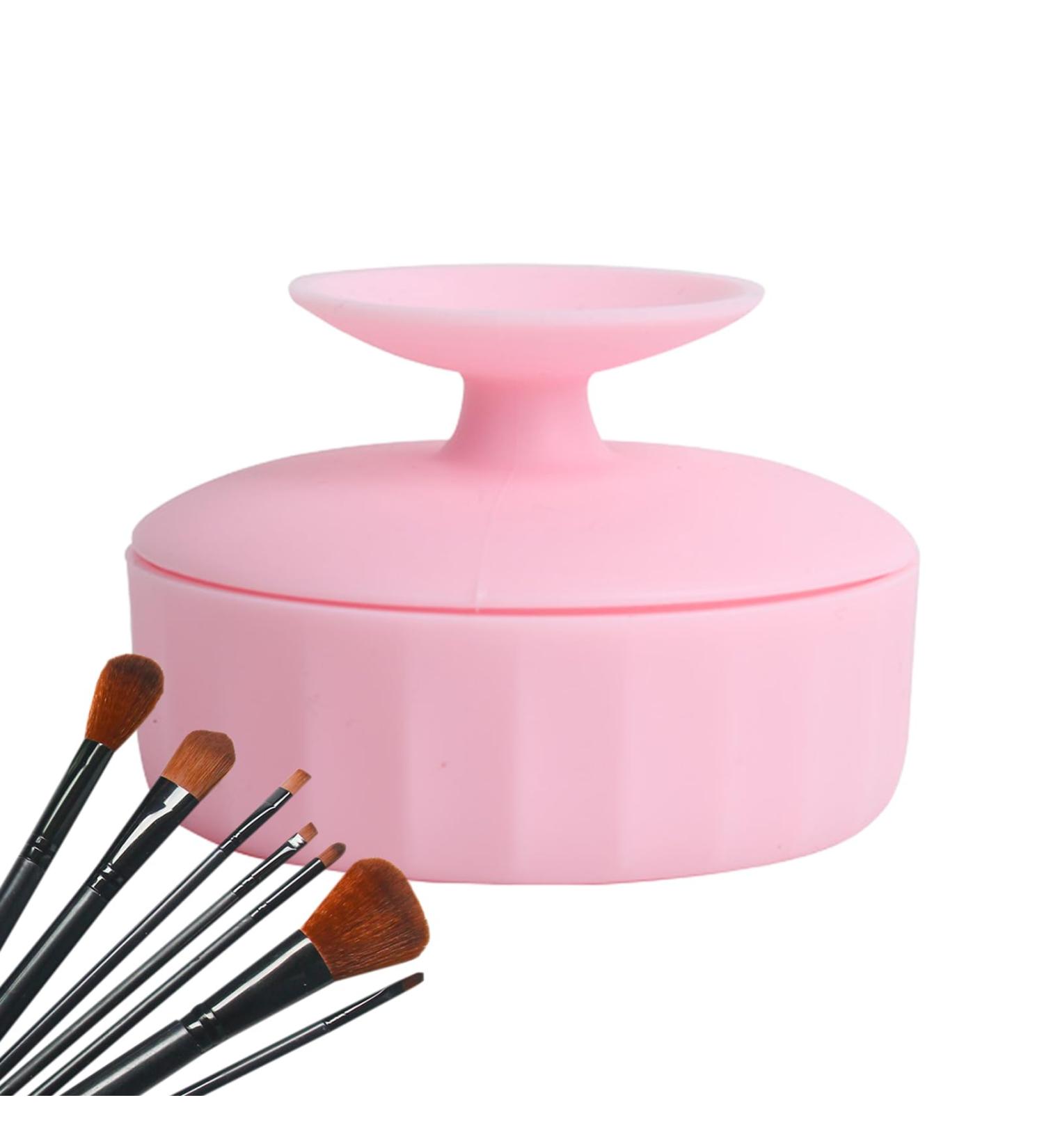 Wontool Makeup Brush Cleaning Mat | Silicone 4 in 1 Cleaning Bowl and Mat Portable Washing Tool Cosmetic Brush Cleaner for Easy Cleaning Pink - Buy Online on SooperMarket.com