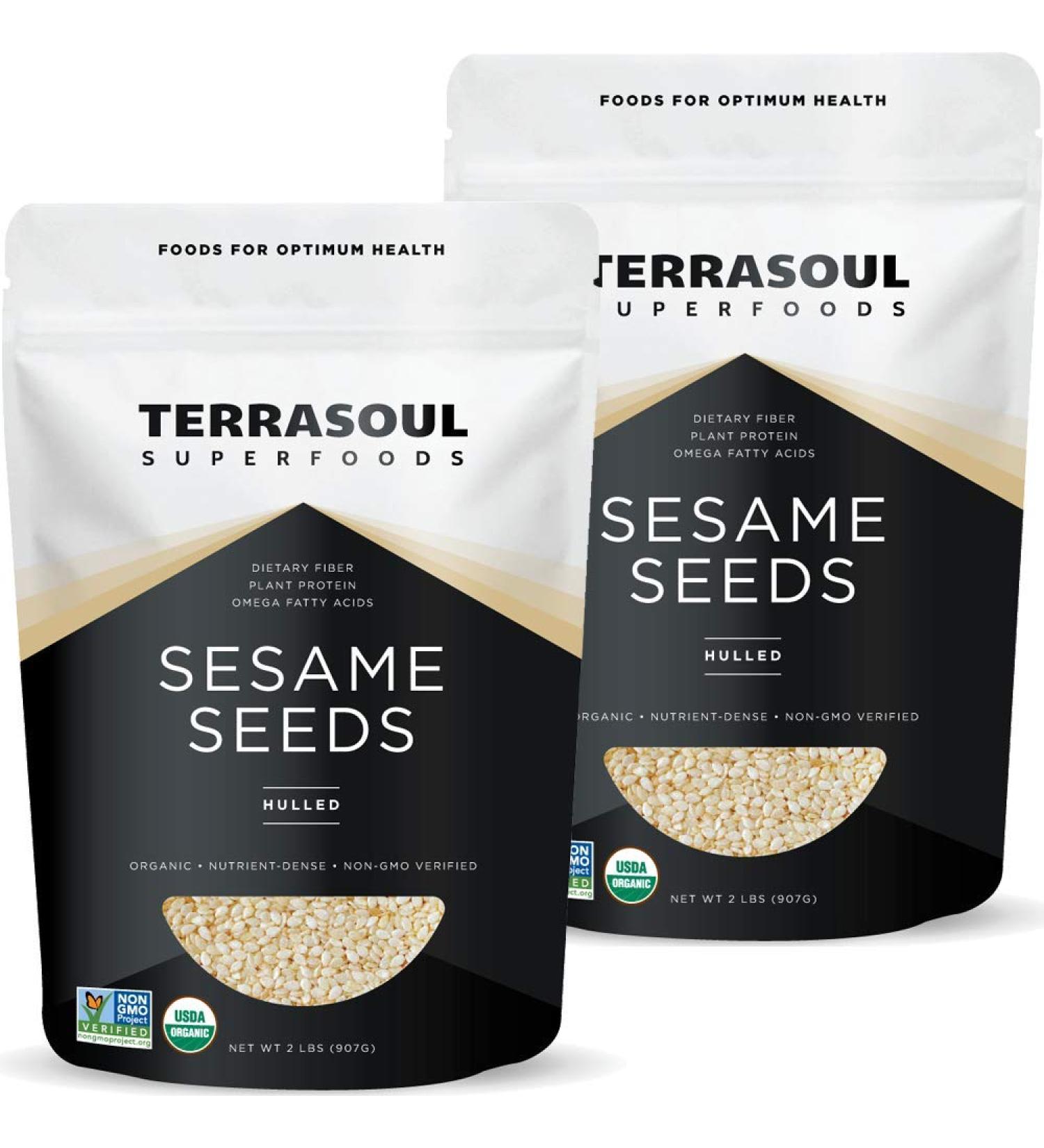 Terrasoul Superfoods Organic Hulled Sesame Seeds 4 Lbs (2 Pack) - Ideal for Tahini | Gluten-Free & Raw - Buy Online on SooperMarket.com