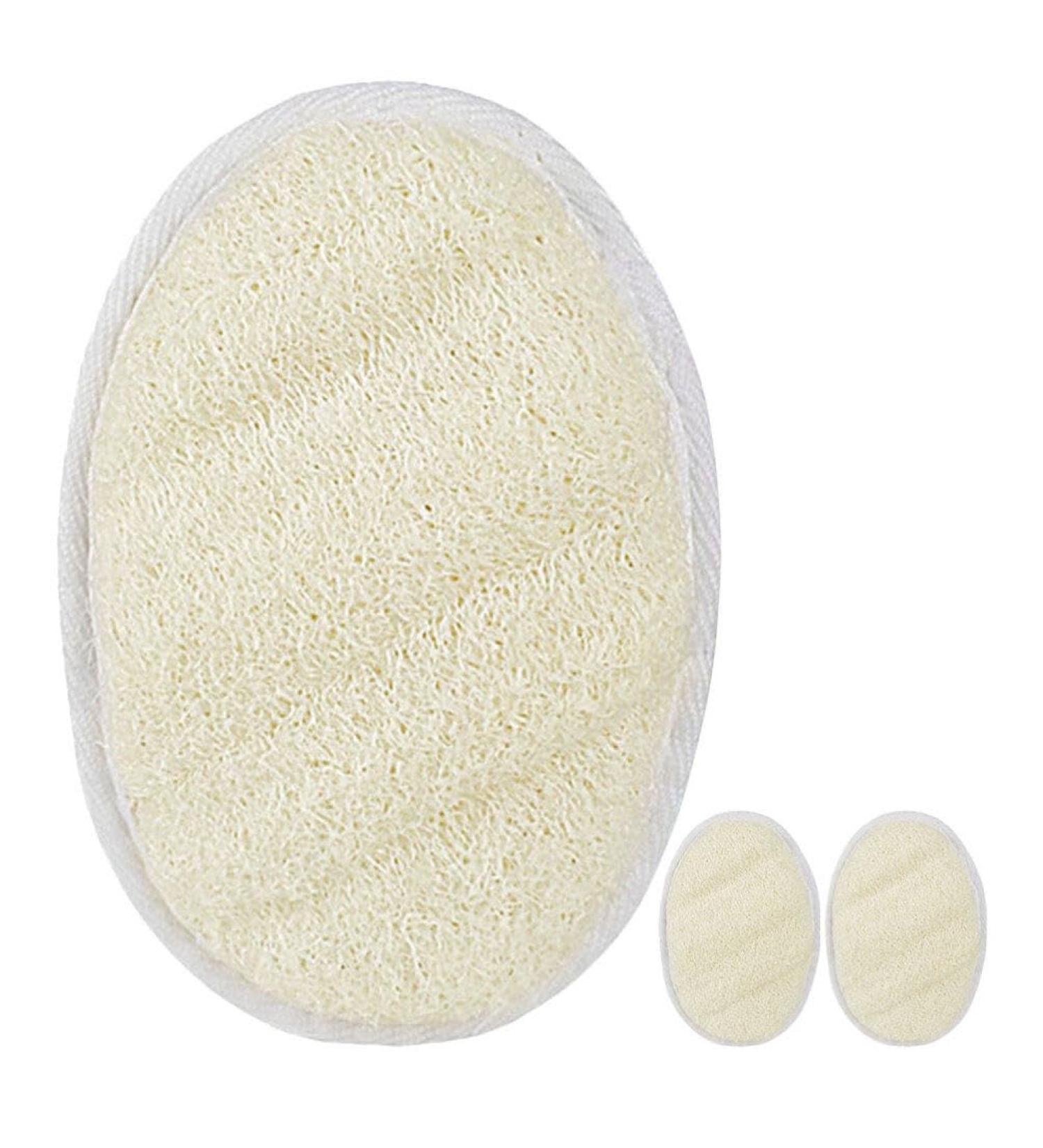NOLITOY 3pcs Natural Loofah Sponge Set - Exfoliating Bath & Shower Body Brush for Spa Skincare & Makeup Removal - Buy Online on SooperMarket.com