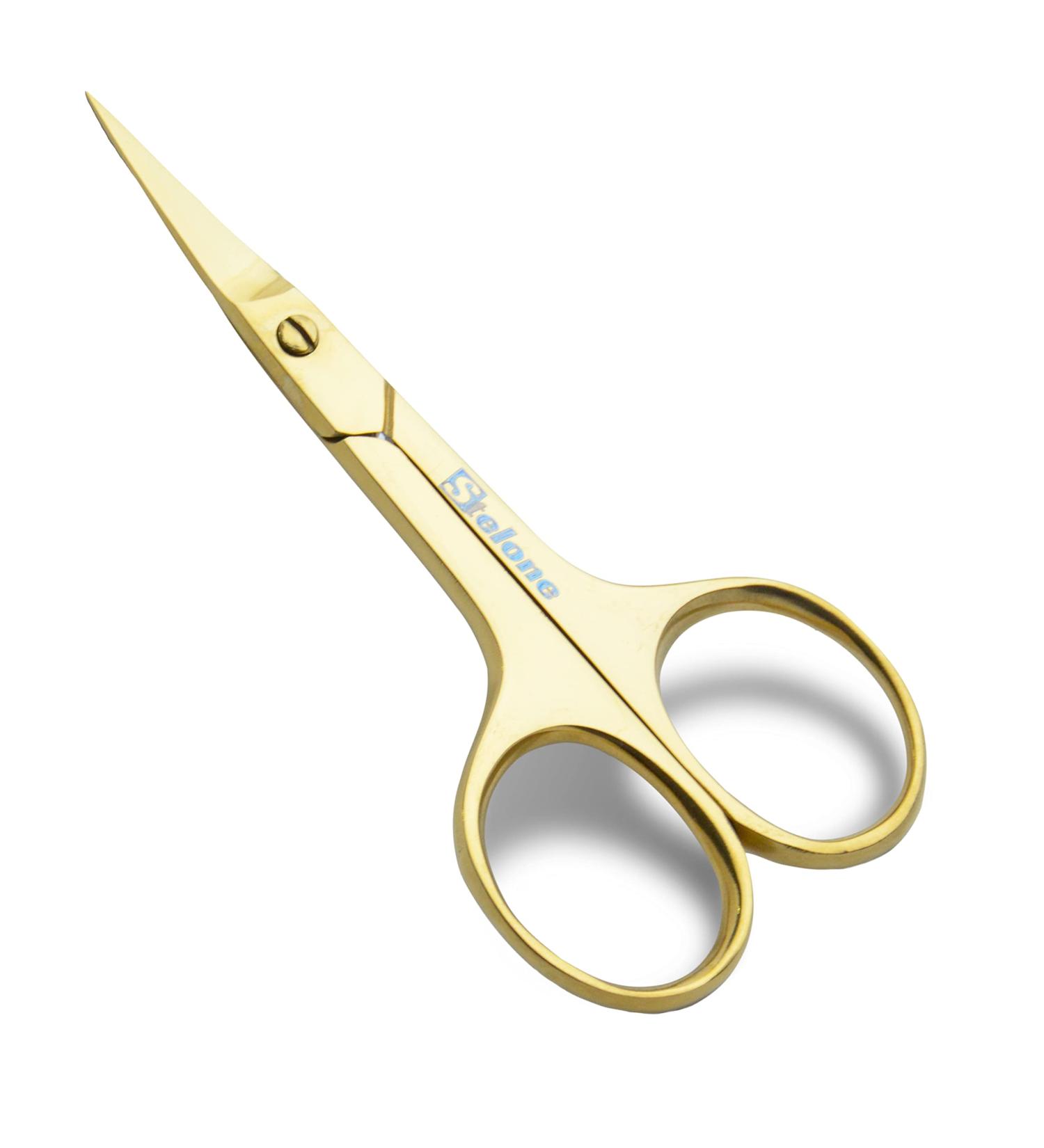 Stelone Professional Eyebrow Scissors - Small Curved Stainless Steel Beauty Scissor (Gold) - Buy Online on SooperMarket.com