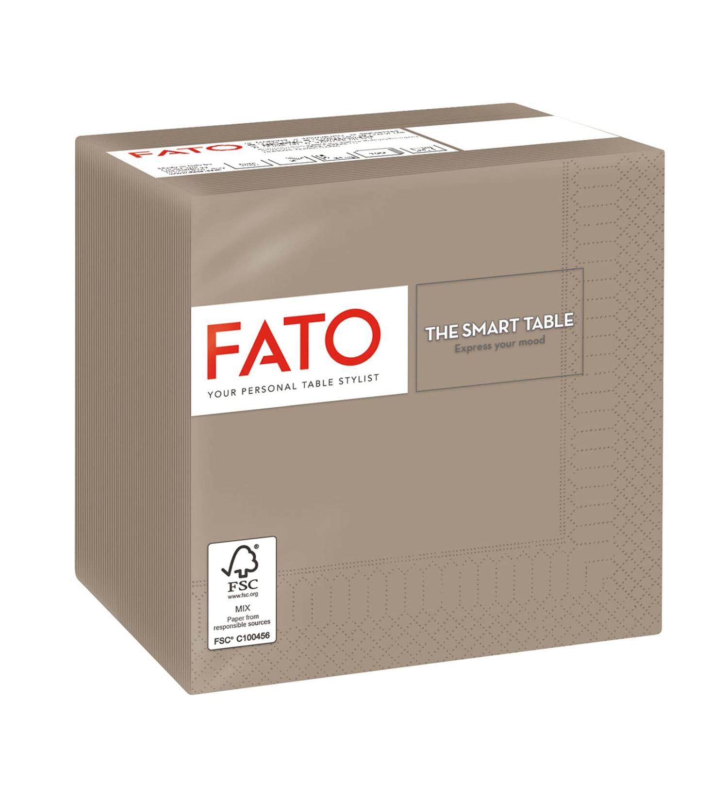 FATO Disposable Paper Napkins - 100 Pack 2-Layer 24x24 cm - Ideal for Cocktails & Aperitifs - FSC Certified Gate Pigeon Color - Buy Online on SooperMarket.com
