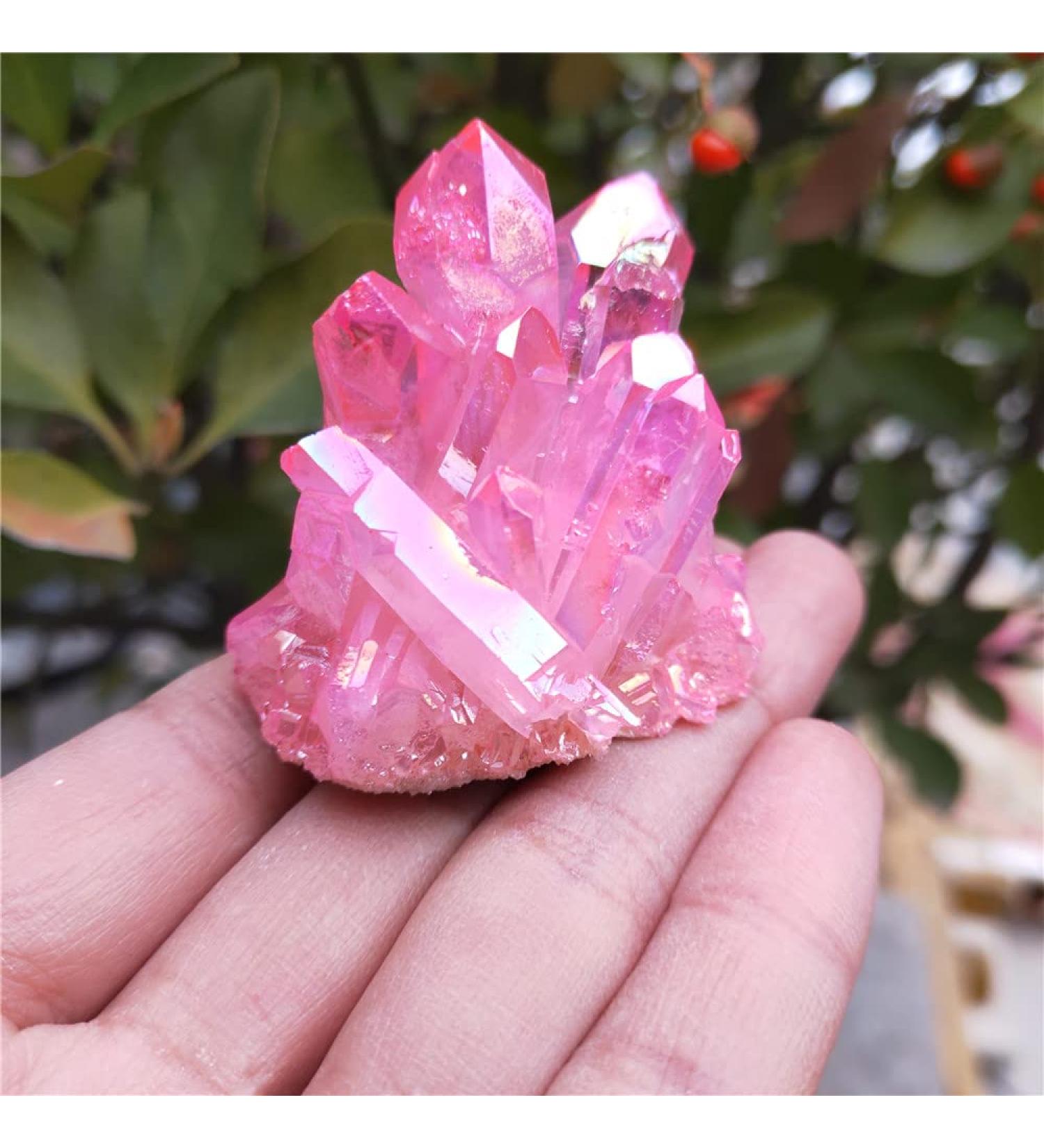 Choice of Gifts 70g Natural Angel Crystal Cluster Electroplating Titanium Coating Quartz Cluster Vibration Stone HOMEZHOU - Buy Online on SooperMarket.com