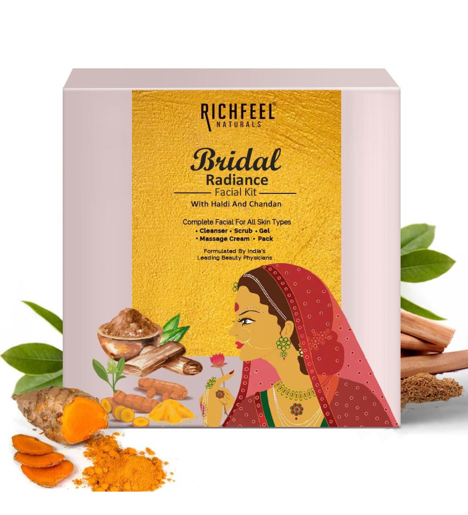 Richfeel Bridal Radiance Facial Kit - Haldi & Chandan Blend for Lasting Bridal Glow Tan Removal Instant Brightening |30 g - Buy Online on SooperMarket.com