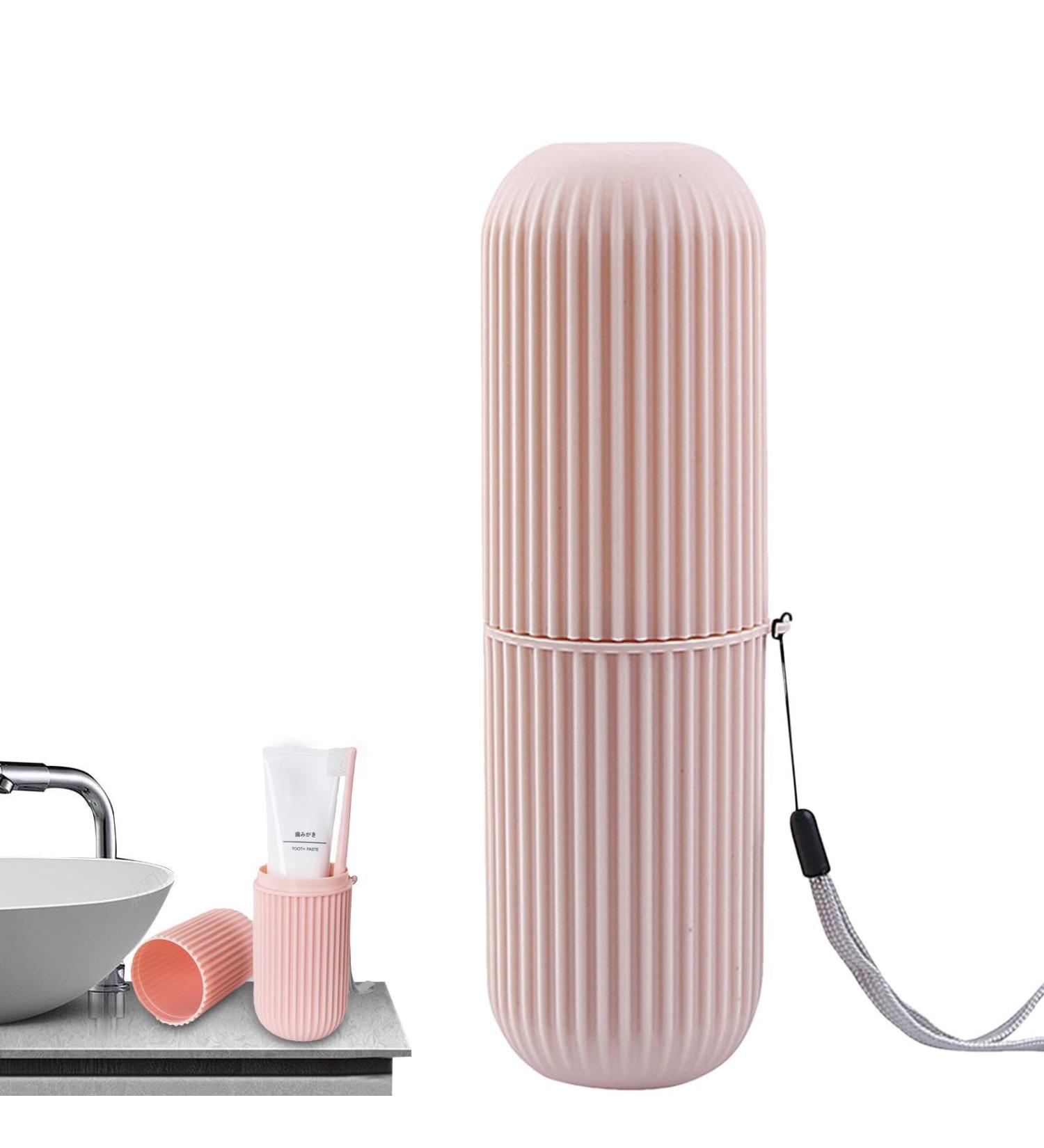 Manolyee Travel Toothbrush Holder - Multifunctional Toothbrush Case & Organizer for Home Business Camping | Pink Travel Container - Buy Online on SooperMarket.com