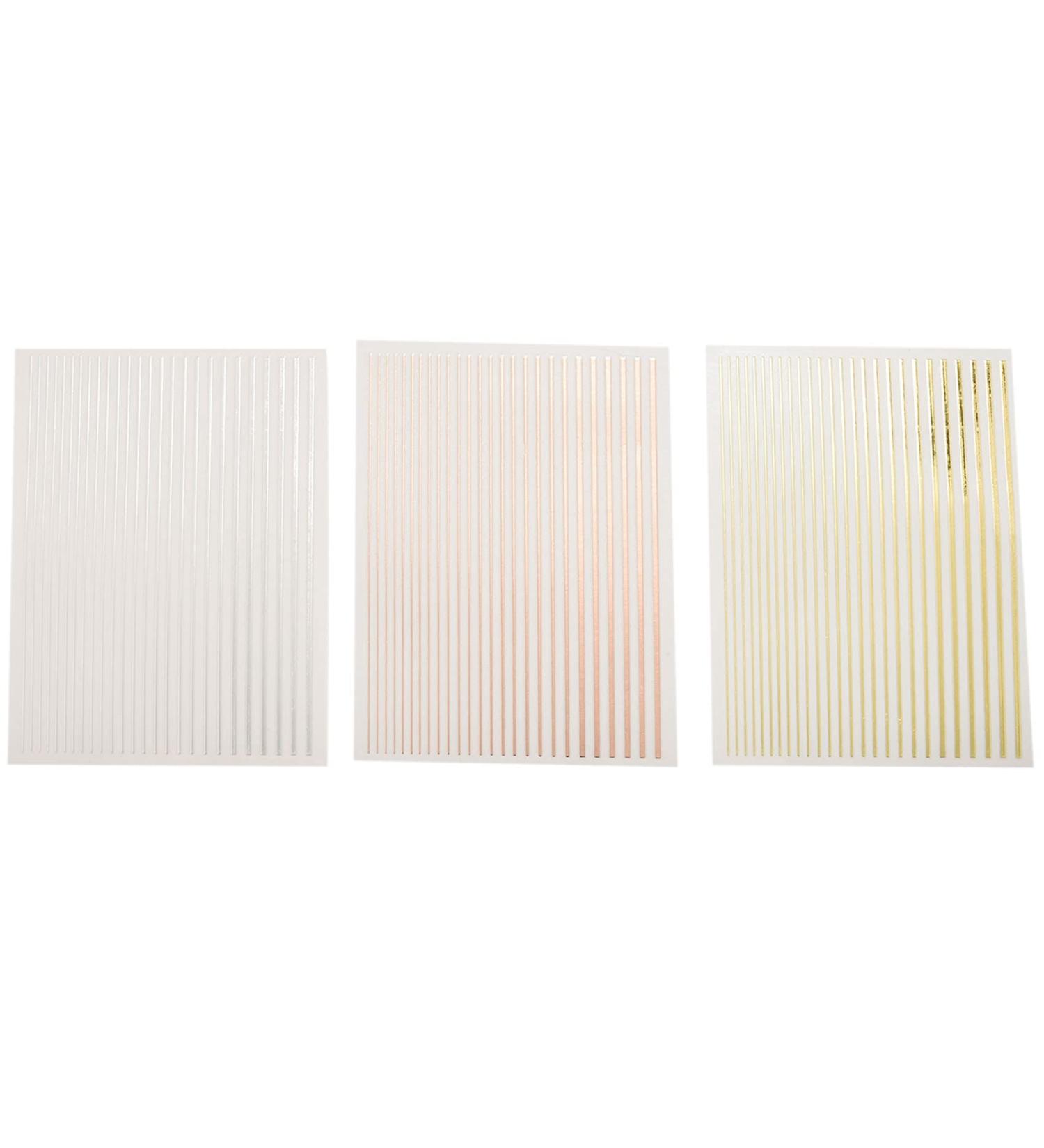 Gold 3D Nail Sticker Stripe Lines Adhesive Striping Tape Nail Art Gold Silver 3Pc Nail - Buy Online on SooperMarket.com