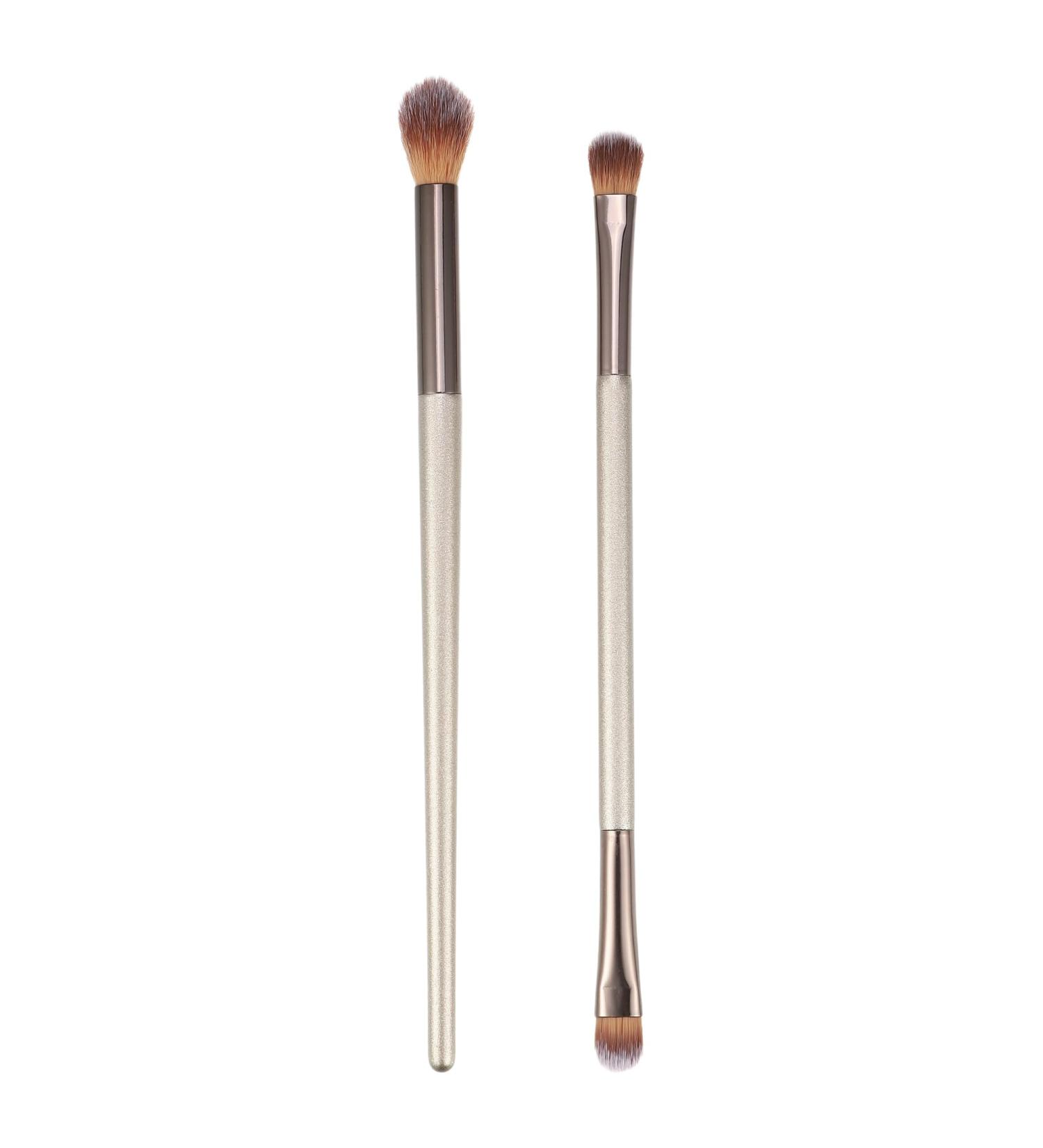 VOCOSTE 2pcs Double-ended Makeup Brush Kit - Under Eye Concealer & Highlighter Eyeshadow Brush | Premium Wooden Handle Smudger Tool for Flawless Makeup - Buy Online on SooperMarket.com