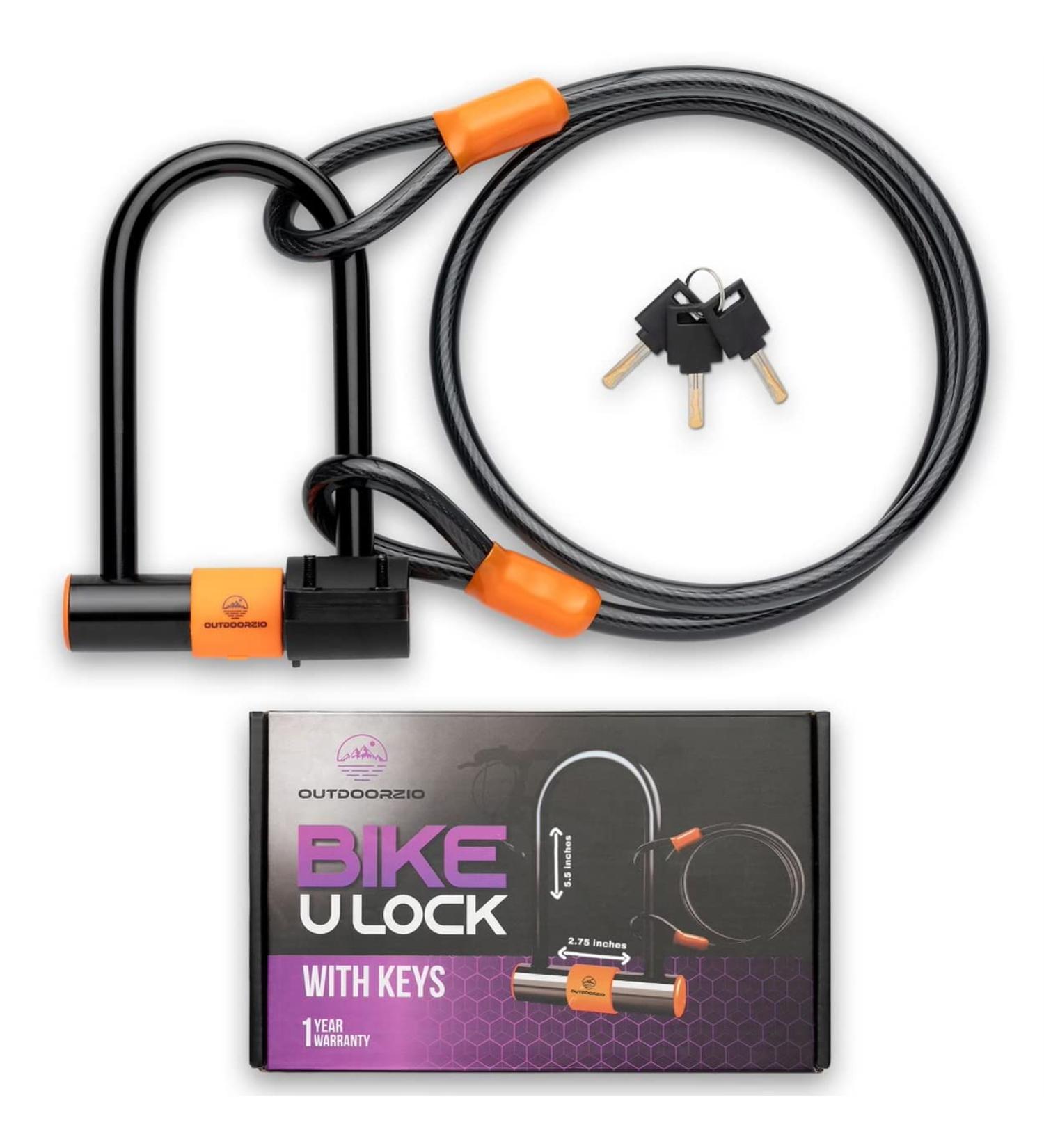 Heavy Duty Bike U Lock with Cable - Anti Theft Bicycle Lock Holder - Buy Online on SooperMarket.com