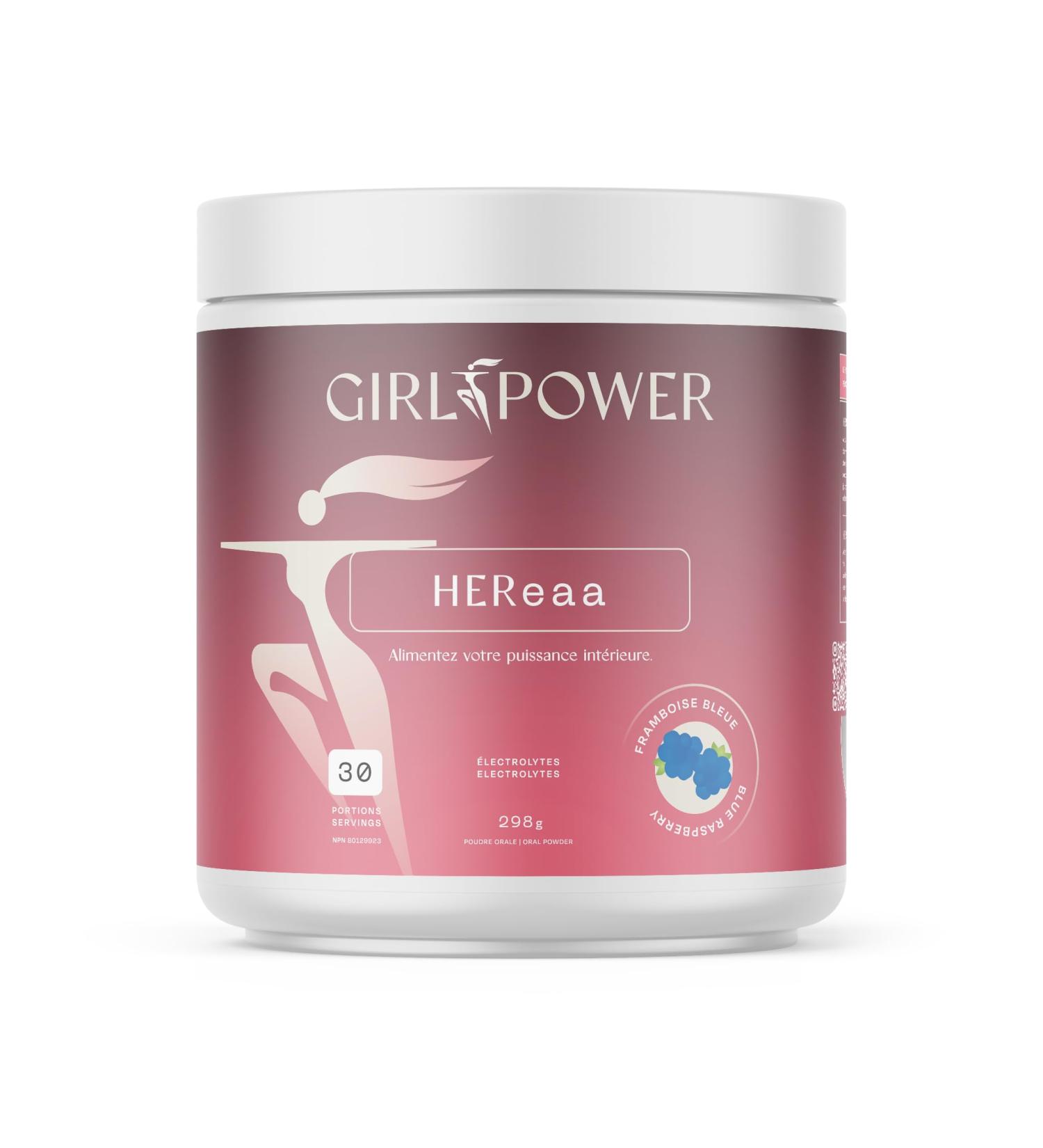 Girl Power Supplements HEReaa Blue Raspberry (30 Servings) - EAA & Electrolytes Supplement for Women Athletic & Training Support Muscle Recovery Cognitive Performance Essential Amino Acids Workout Supplement Blue Raspberry 30 Servings (Pack of 1)