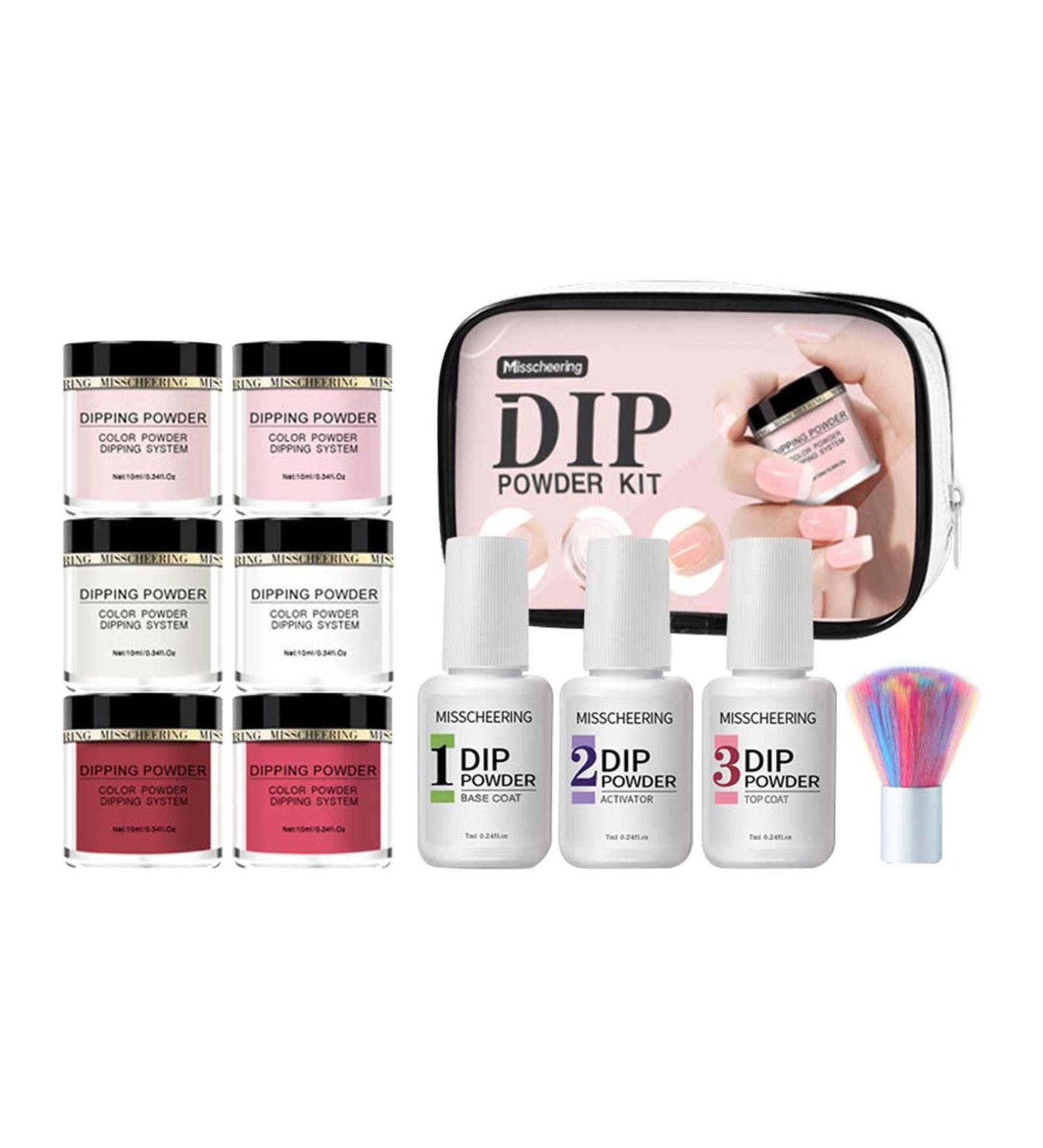 Blue Gray Nail Polish Dip Powder Nail Kit Nude Pink Glitter 6 Colors Acrylic Dipping Powder System Kit For French Nail Manicure Nail Art Set Rhinestone Applicator Tool (A One Size) One Size A - Buy Online on SooperMarket.com