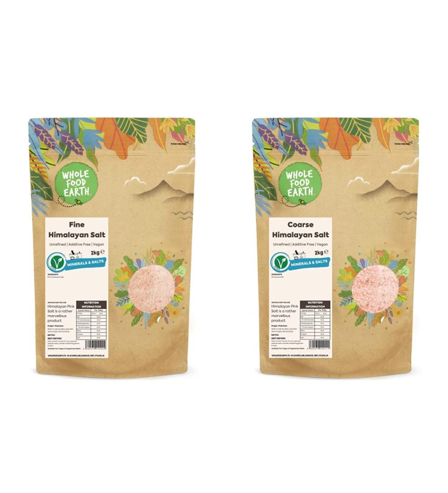 Wholefood Earth - Fine Himalayan Rose Pink Salt 2 kg & Coarse Himalayan Rose Pink Salt 2 kg + Coarse Himalayan Rose Pink Salt 2 kg Salt 2 kg (Pack of 1) - Buy Online on SooperMarket.com