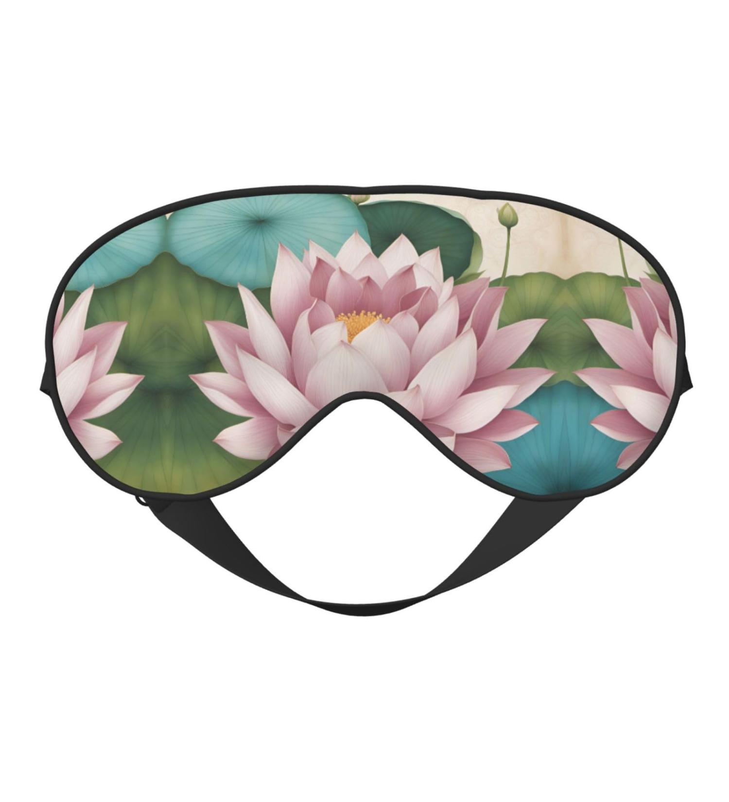 SSIMOO Lotus Flower Namaste Eye Mask - Breathable Soft Sleep Patch for Travel & Relaxation - Black - Buy Online on SooperMarket.com