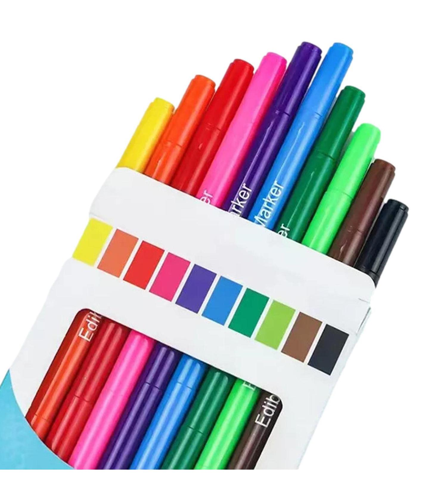 Calakono Baking Writing Pens Supplies Rainbow Dust Edible Markers Set Double-head Edible Markers 10-color Edible Pens with Edible and Safe Materials for Baking Decorating Pastries - Buy Online on SooperMarket.com
