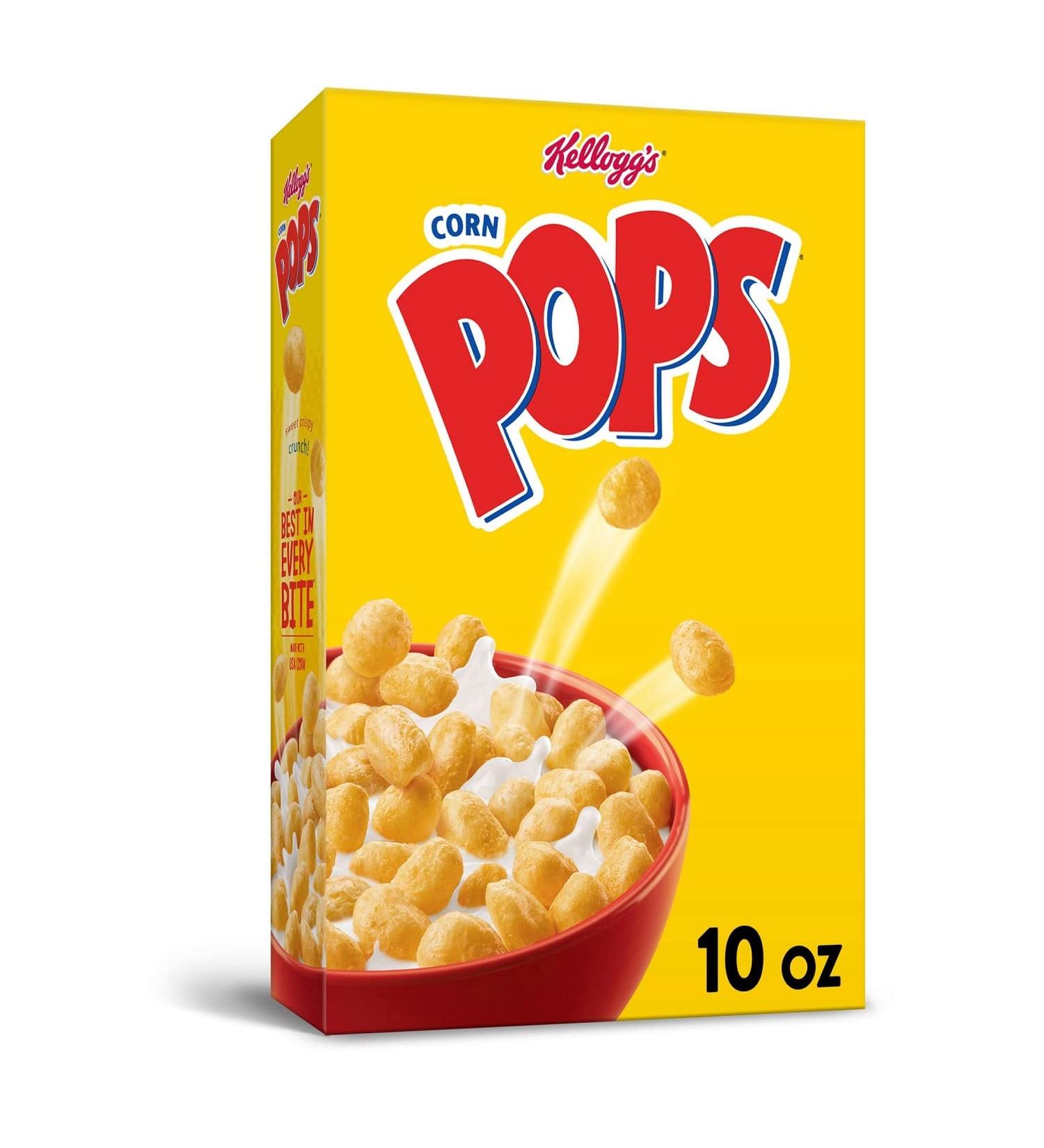 Kellogg's Corn Pops Cereal 10oz Box - Kids' Favorite Breakfast Snack with 8 Vitamins and Minerals - Buy Online on SooperMarket.com