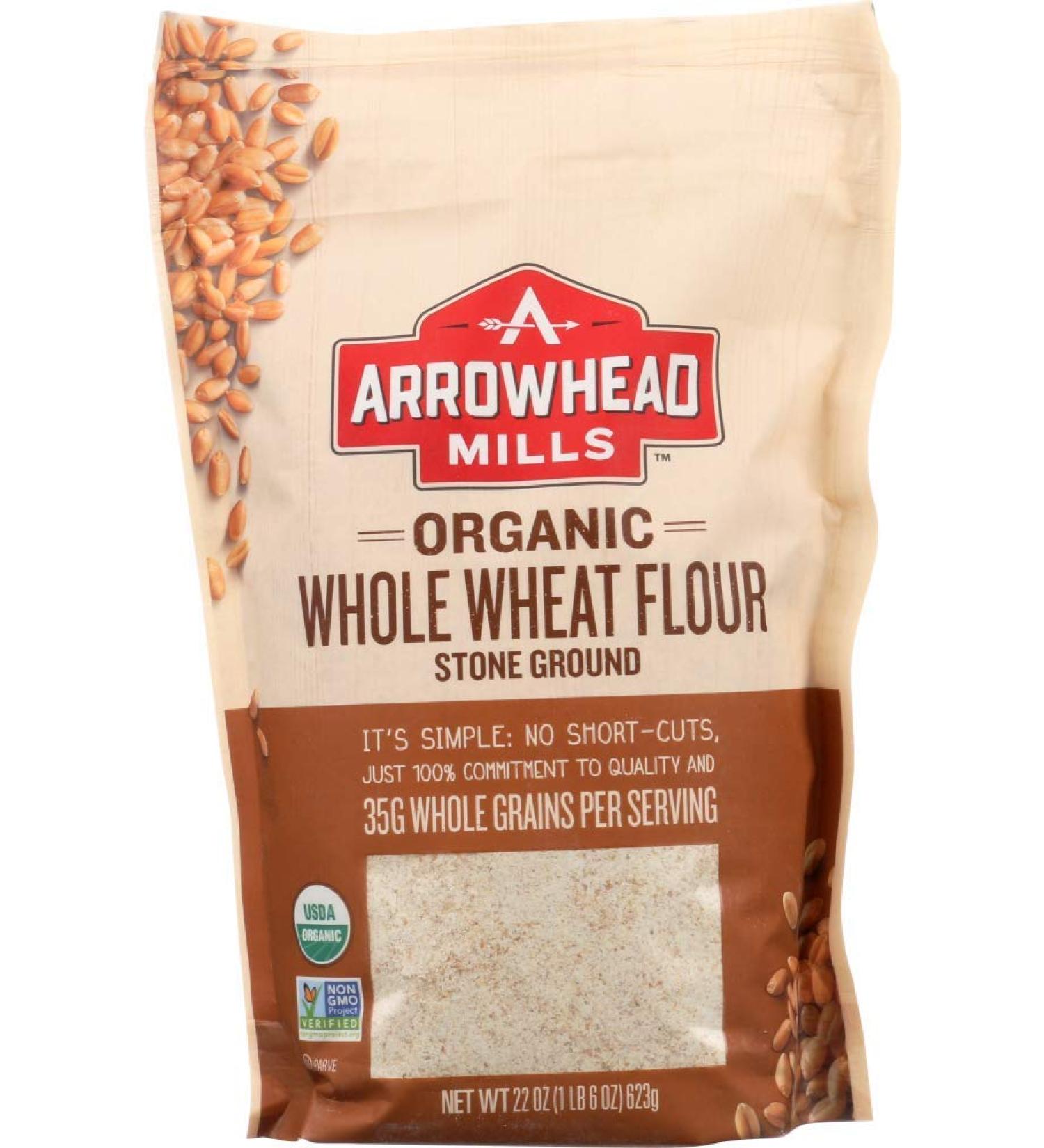 Arrowhead Mills Organic Stone Ground Wheat Flour - 22 oz | Healthy Baking Essential - Buy Online on SooperMarket.com