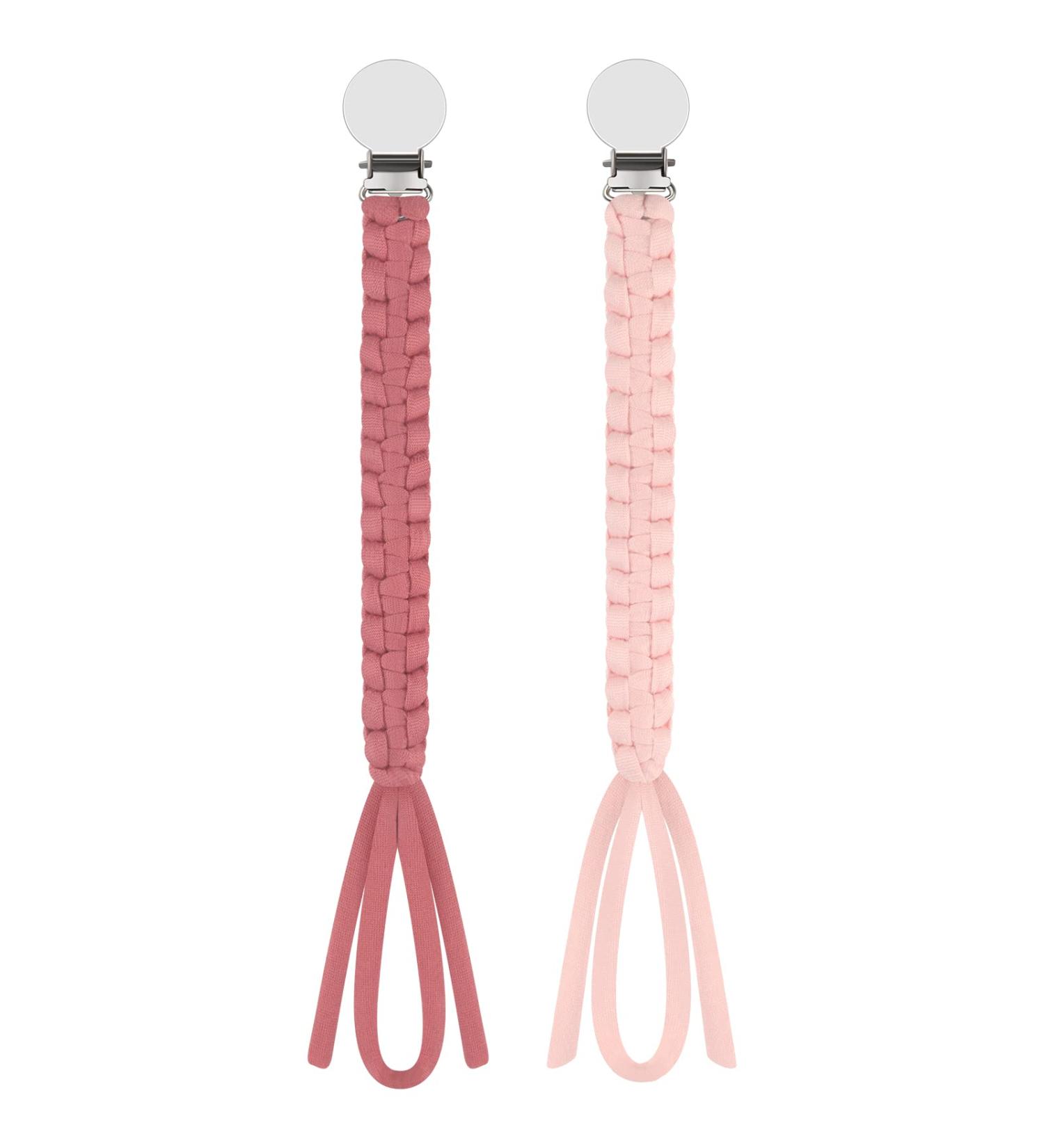 Kowlone Pacifier Clip for Baby Boys Girls Braided Pacifier Straps Binky Clips Chain Leash Holder Handmade Baby Shower Birthday Christmas 2 Pack(Pink Bean Paste Red) A: Pink Bean Paste Red - Buy Online on SooperMarket.com