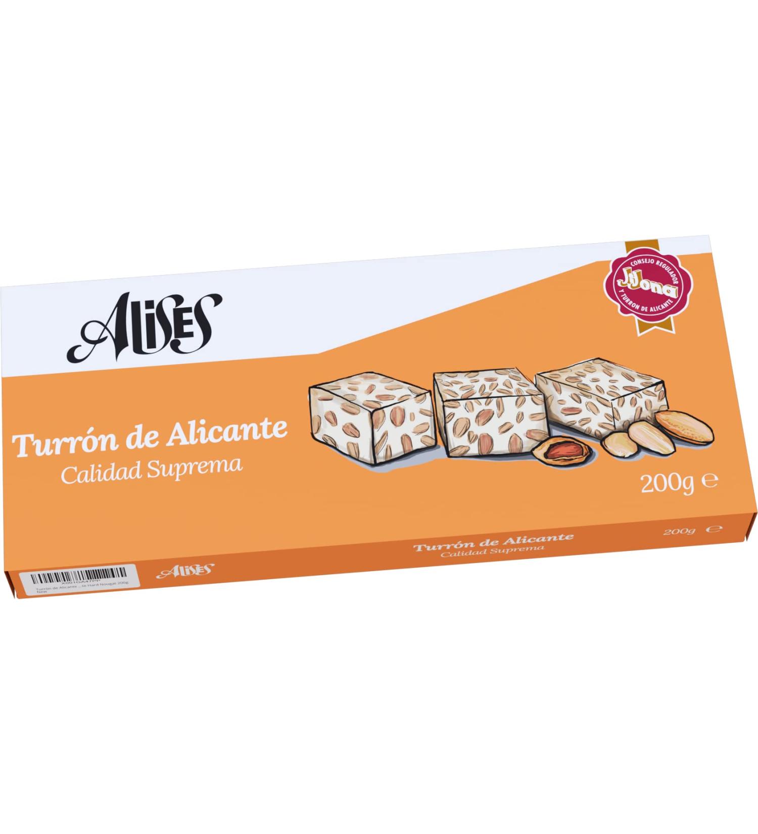 Alises Turr n de Alicante - Almonds and Honey - Supreme Quality - 100% Natural - Gluten Free Lactose Free - Nougat 200g (Hard) - Buy Online on SooperMarket.com
