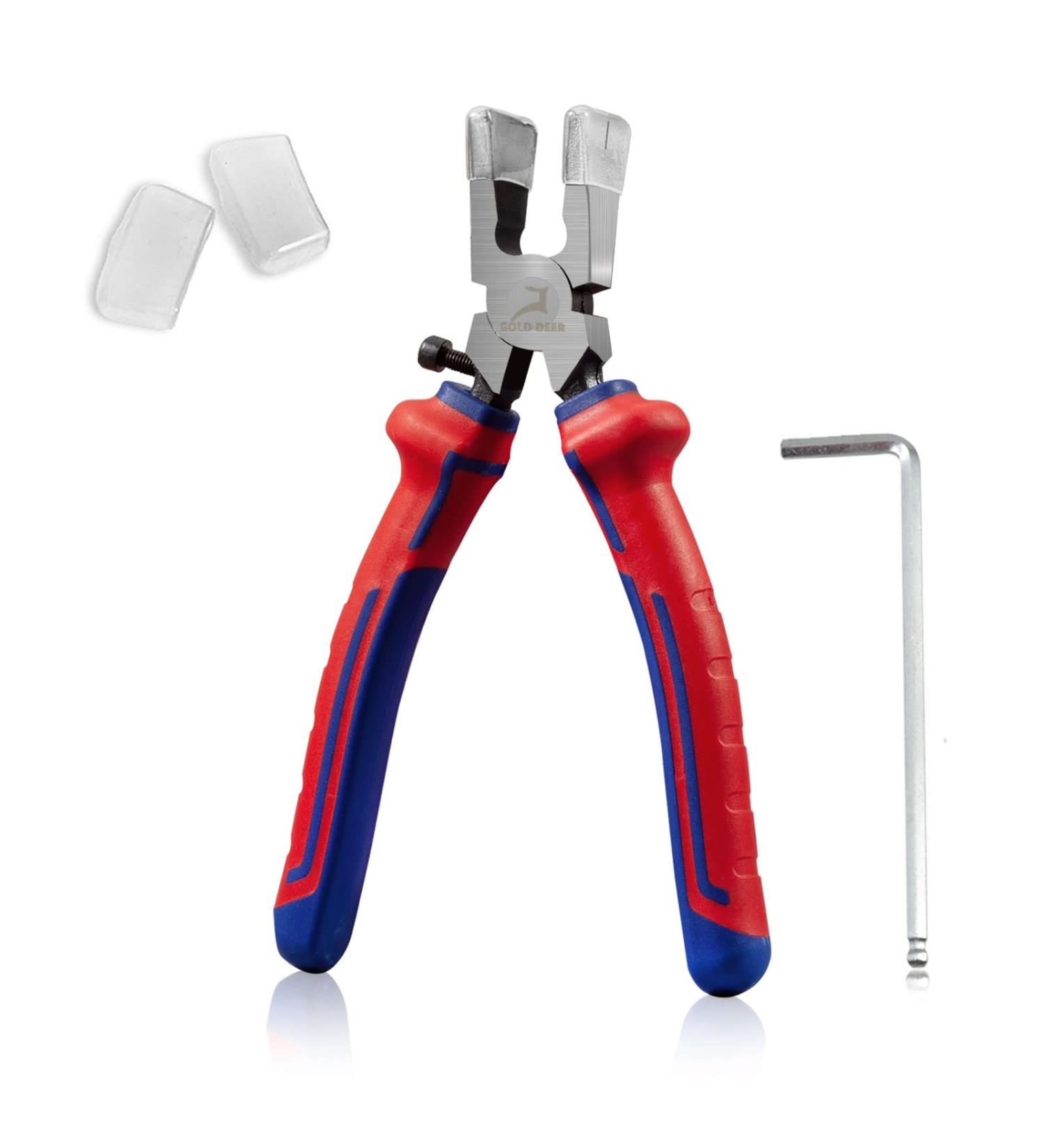 GOLD DEER 8 Glass Running Pliers for Cutting Glass Curved Jaws Glass Cutting Tools with Rubber Tips and Allen Key  Heavy Duty Key Fob Pliers for Key Fob Hardware Install and Stained Glass Work - Buy Online on SooperMarket.com