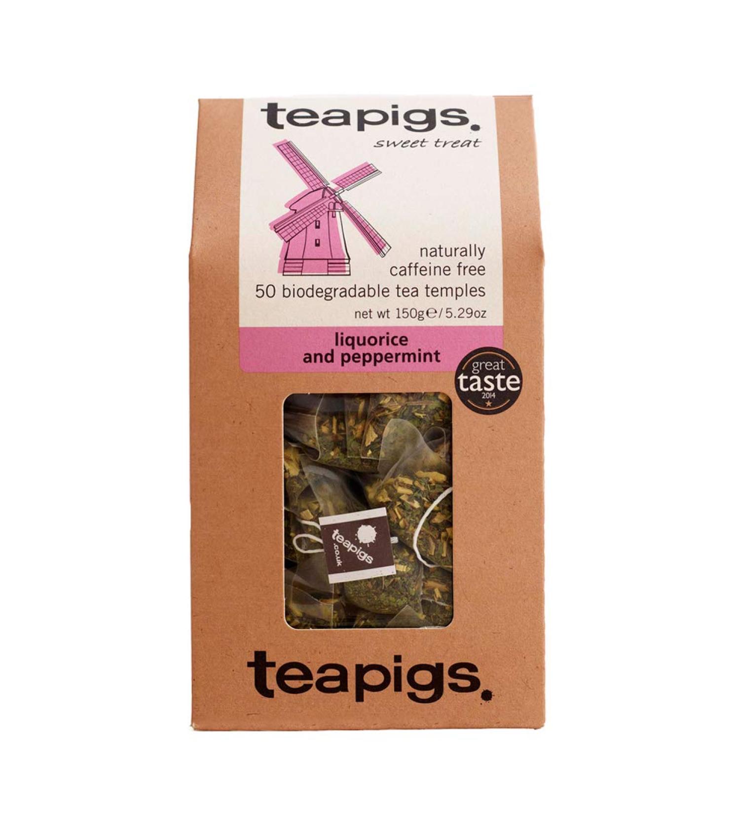 teapigs Liquorice & Peppermint Tea Bags - 50 Count, Caffeine-Free Sweet Blend - Buy Online on SooperMarket.com