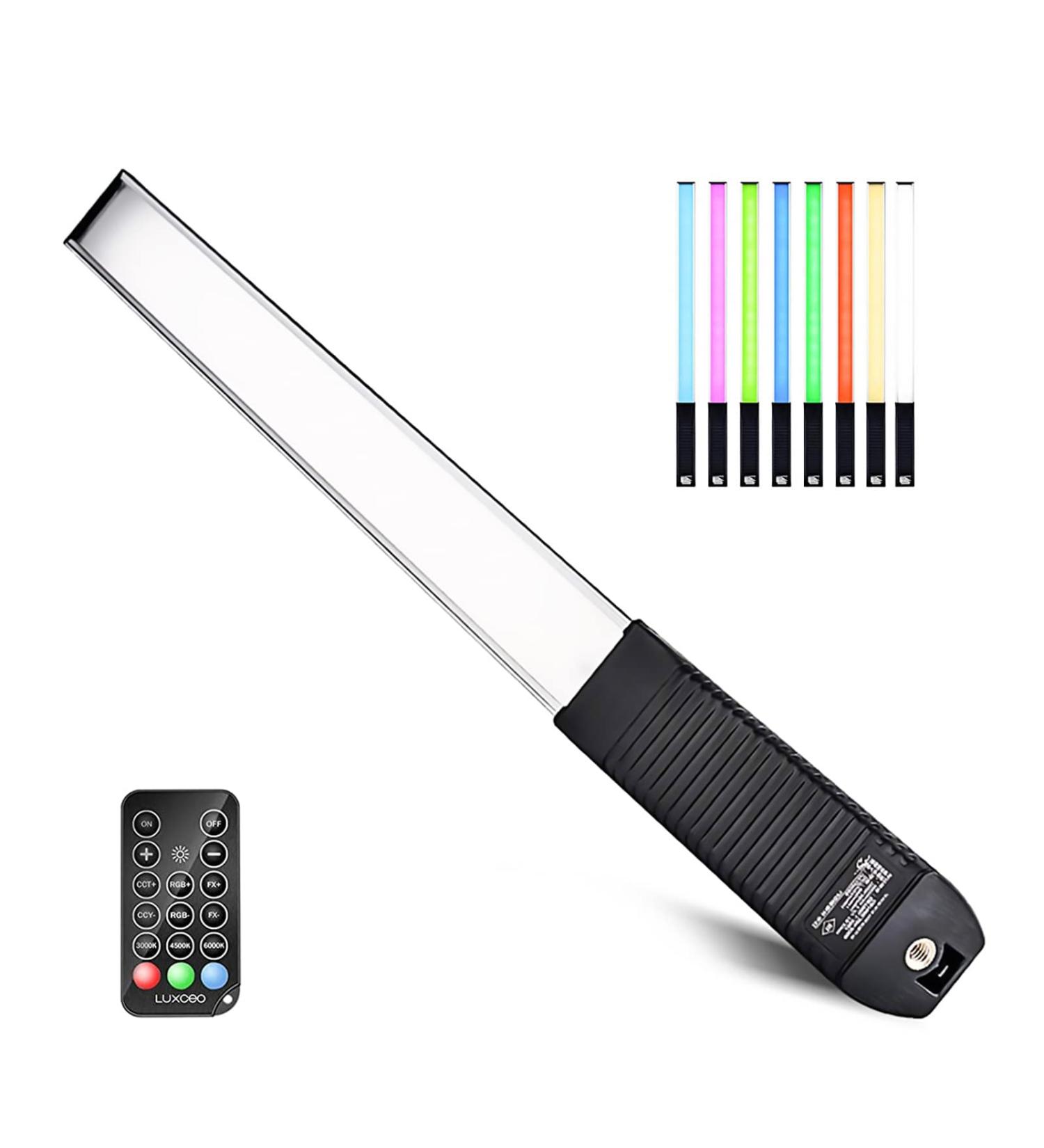 LUXCEO RGB LED Photography Lighting Wand - 1000 Lumens, CRI 95+, USB Rechargeable, Remote Control, Carry Bag - Adjustable Color Temp, 36 Colors - Buy Online on SooperMarket.com