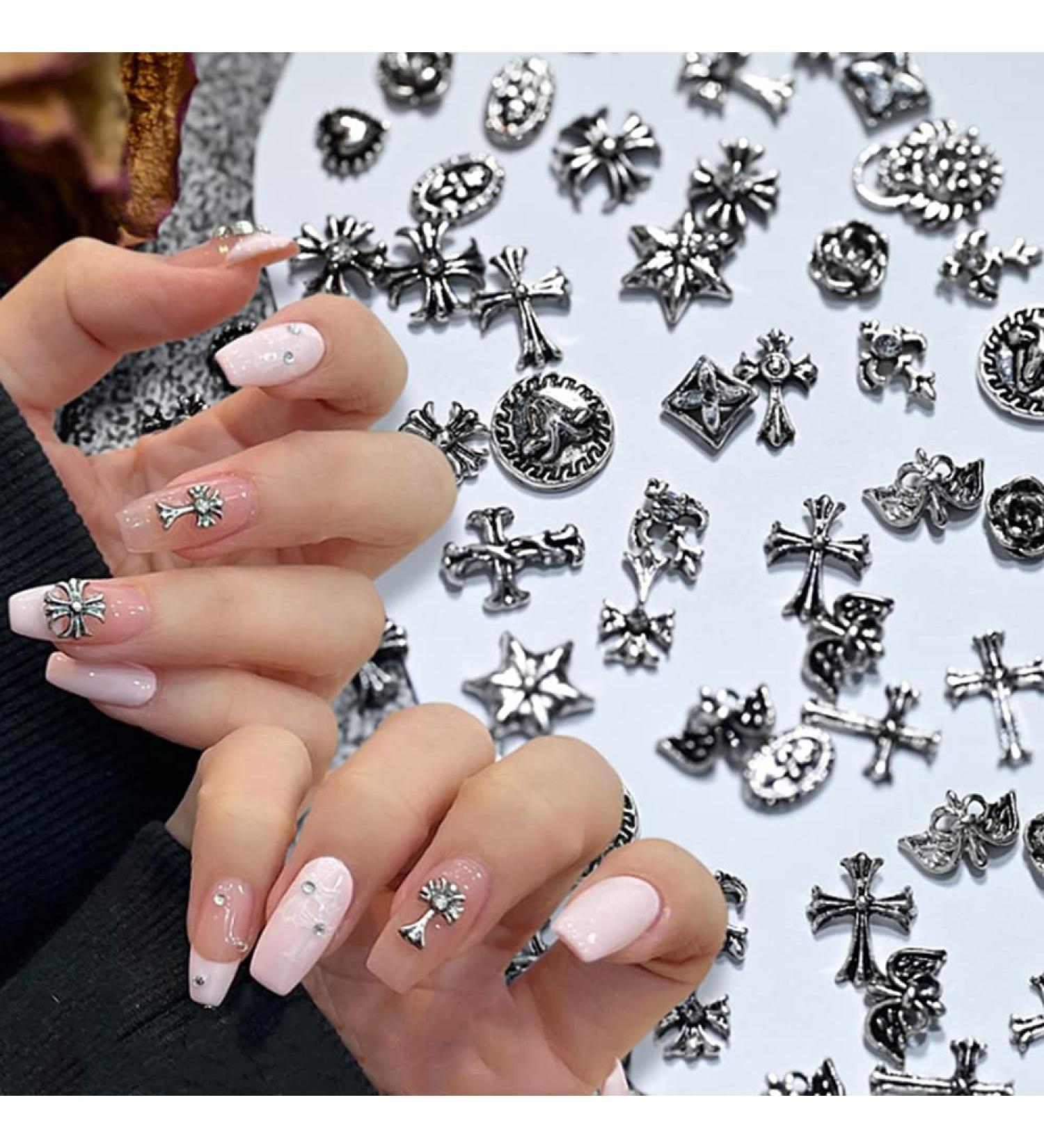 Chrome Hearts Cross Nail Charm Metal Punk Rivet Nail Art Decoration (2 Pack) - Buy Online on SooperMarket.com