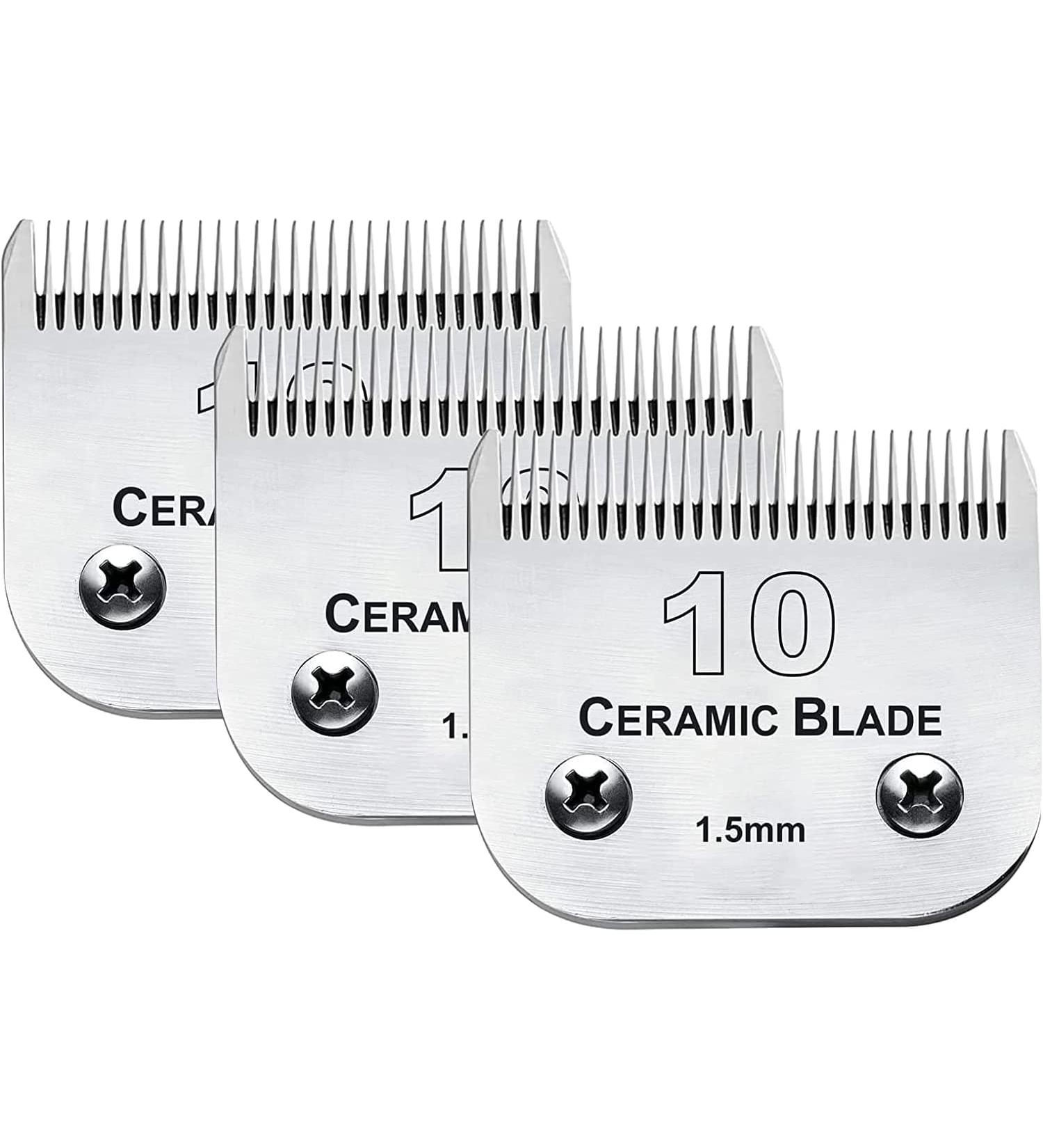 3Pack 10 Blade Dog Grooming Clipper Replacement Blades Compatible with Andis/Wahl/Oster Dog Clippers Detachable Ceramic Blade & Stainless Steel Blade 3 pieces #10 - Buy Online on SooperMarket.com
