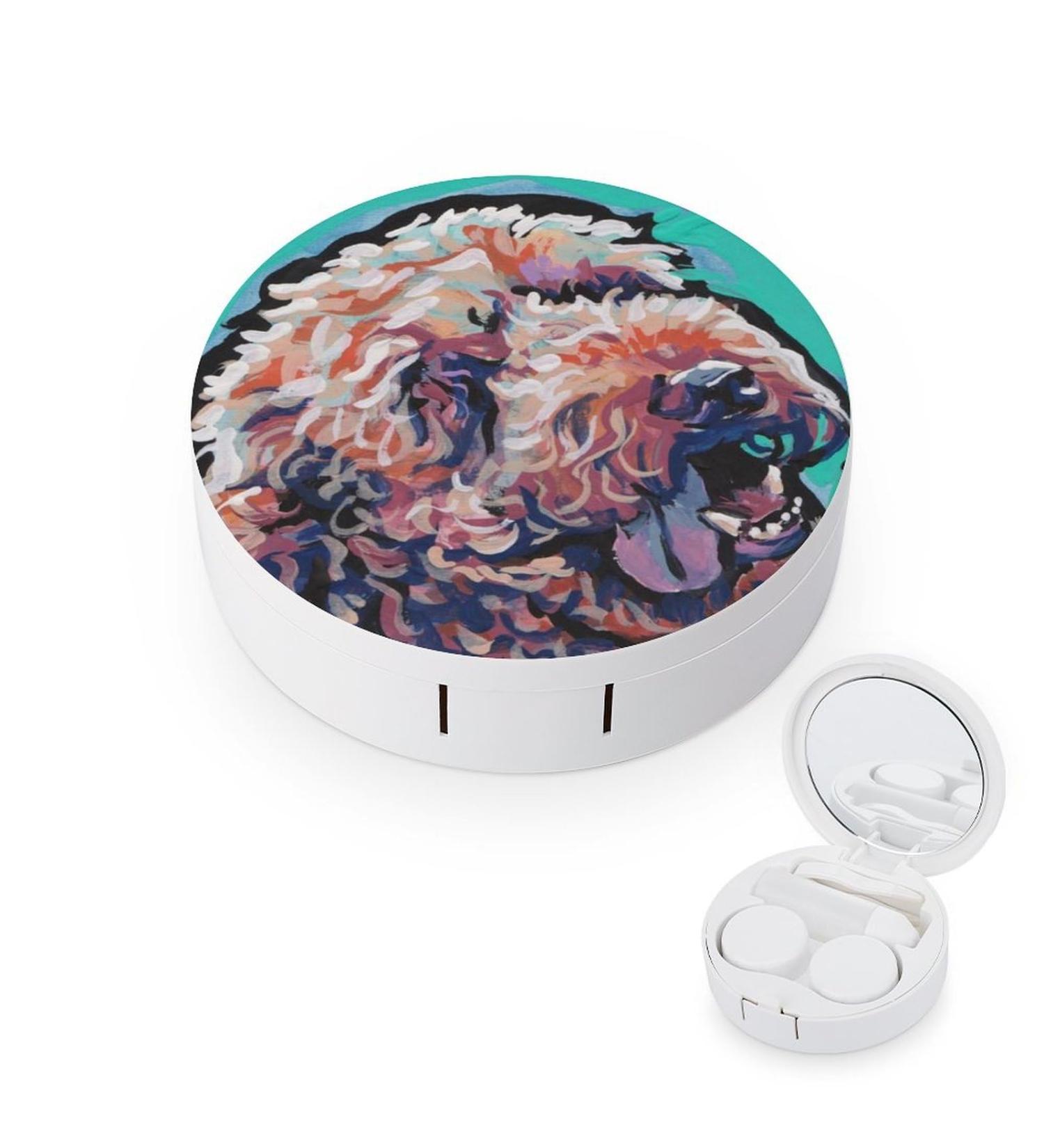 Labradoodle Poodle Contact Lens Travel Kit Portable Cute Contact Box with Mirror for Daily Outdoor - Buy Online on SooperMarket.com
