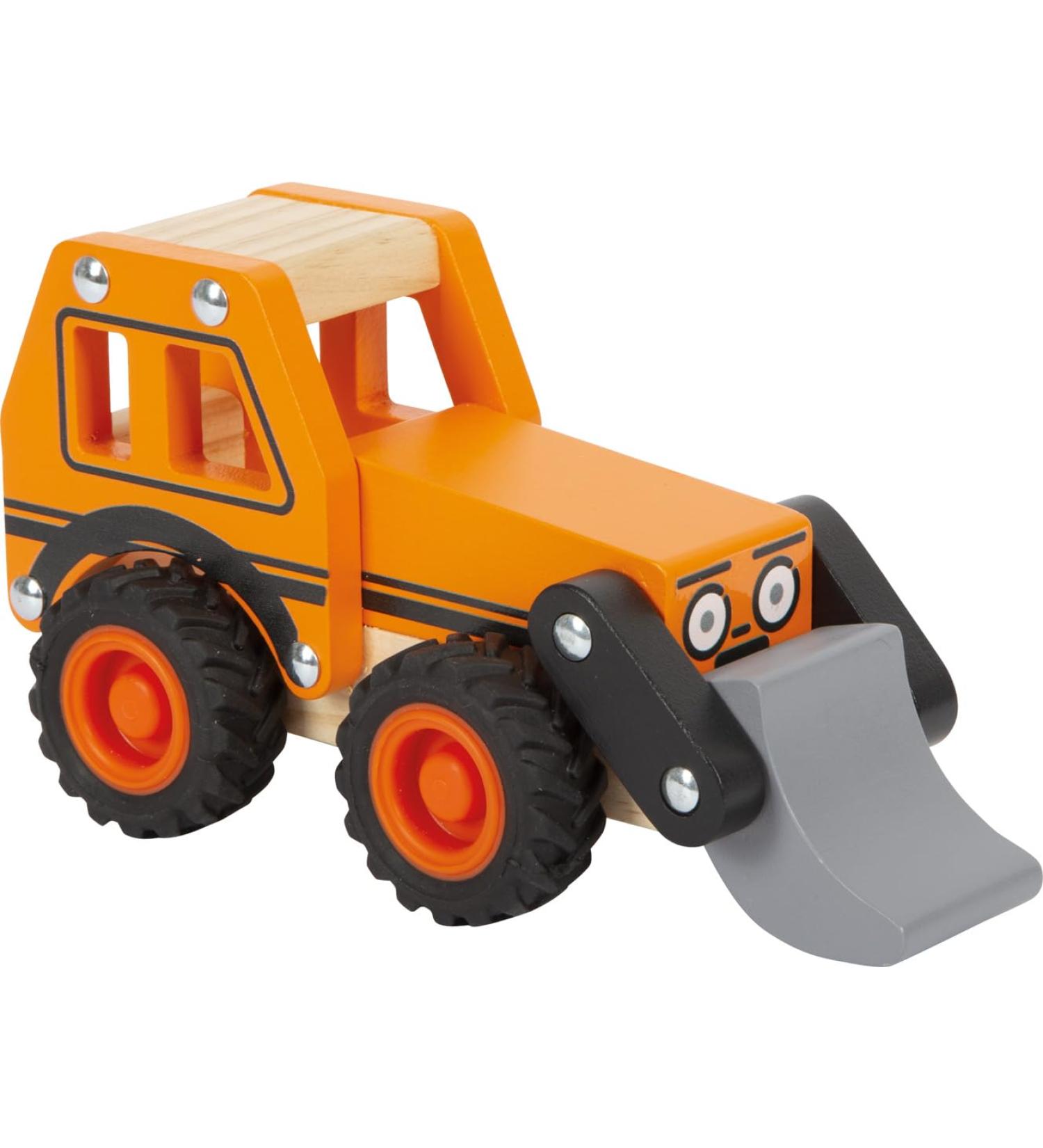 small foot excavator made of FSC 100%-certified wood toy vehicle with front loader for children from 18 months 12447