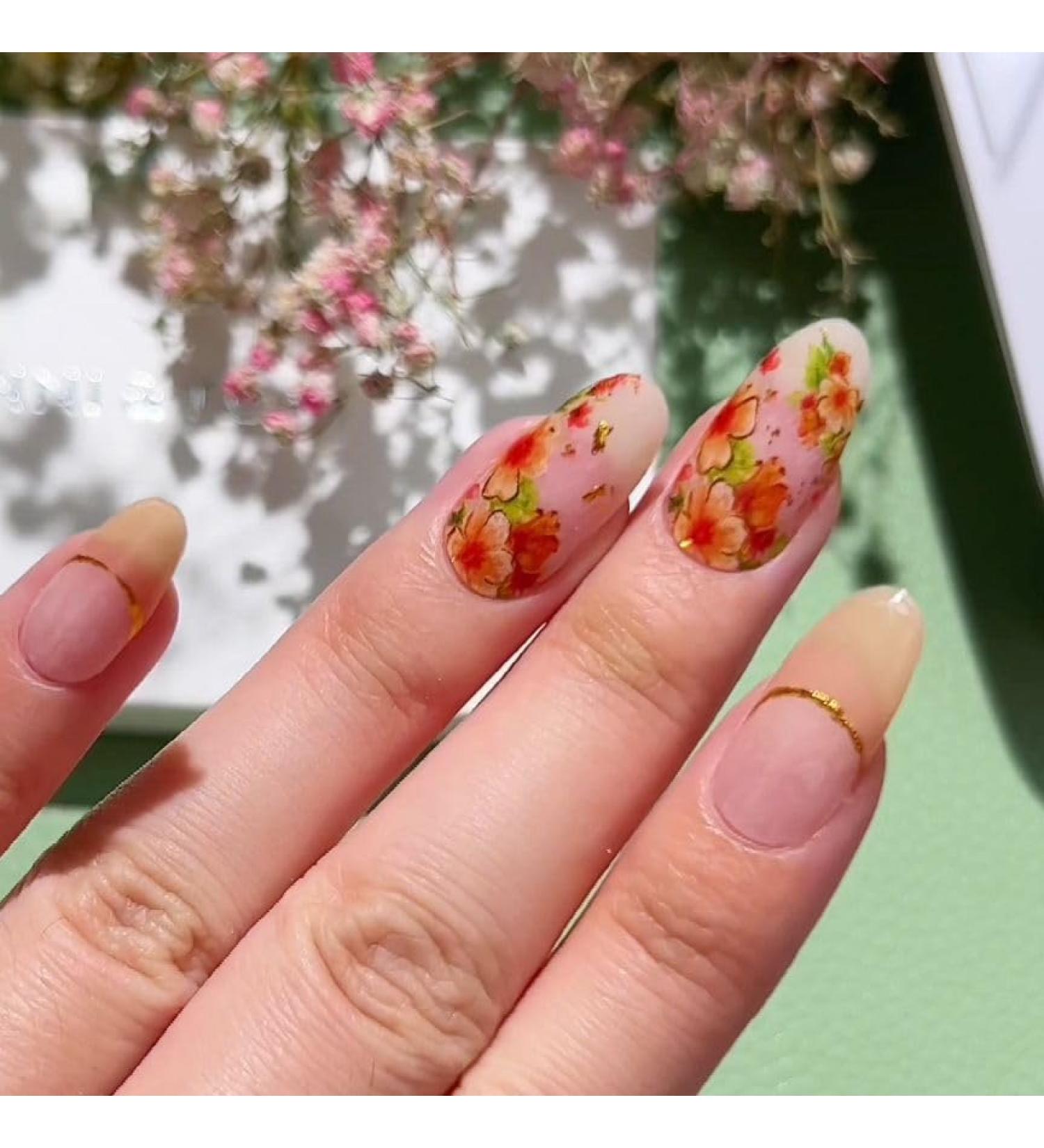 Danni & Toni 28 Gel Nail Strips Set - Blooming Garden Print | Salon-Quality Manicure Stickers with Foil Stamping - Buy Online on SooperMarket.com