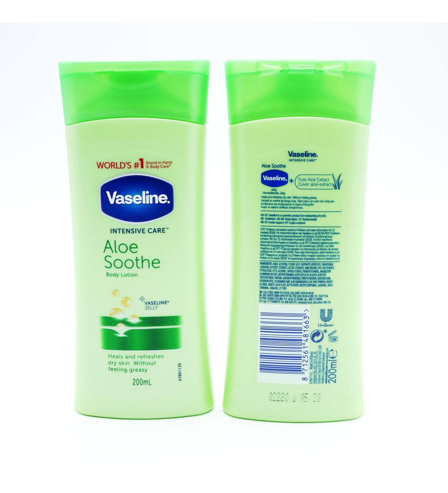 3x Vaseline Essential Moisture Aloe Fresh Light Feeling Lotion 200ml