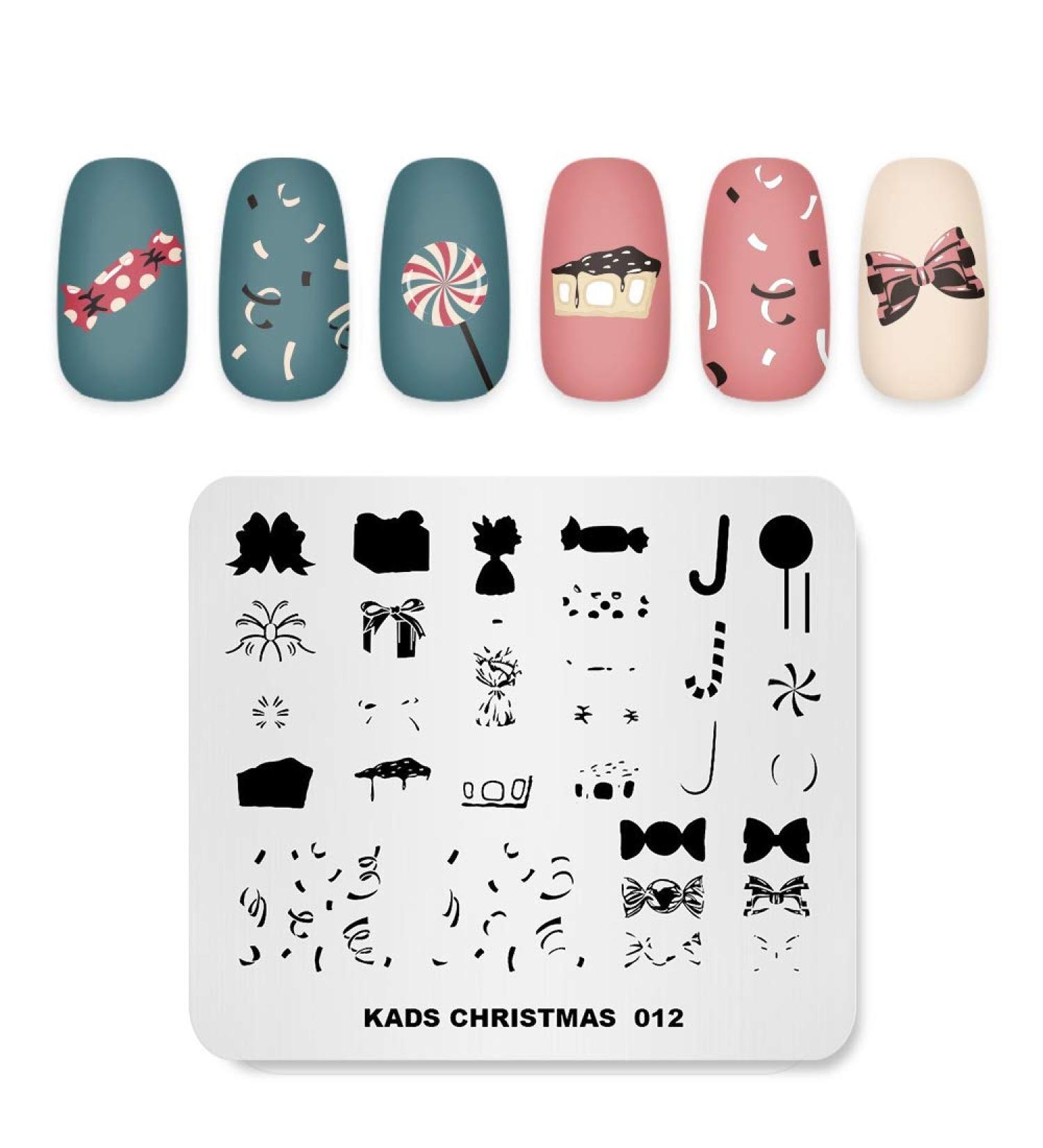 Christmas Theme Nail Art Stamping Plate - Candy Cake Dessert Design - DIY Manicure Print Tool - Buy Online on SooperMarket.com