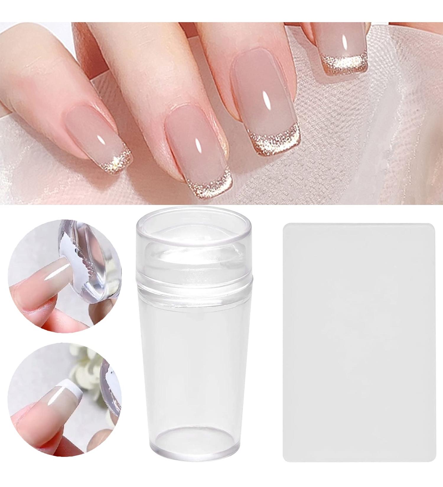 NICENEEDED Silicone French Tip Nail Stamper Kit for DIY Manicures | Clear Soft Stamping Tools for Home or Salon Use - Buy Online on SooperMarket.com