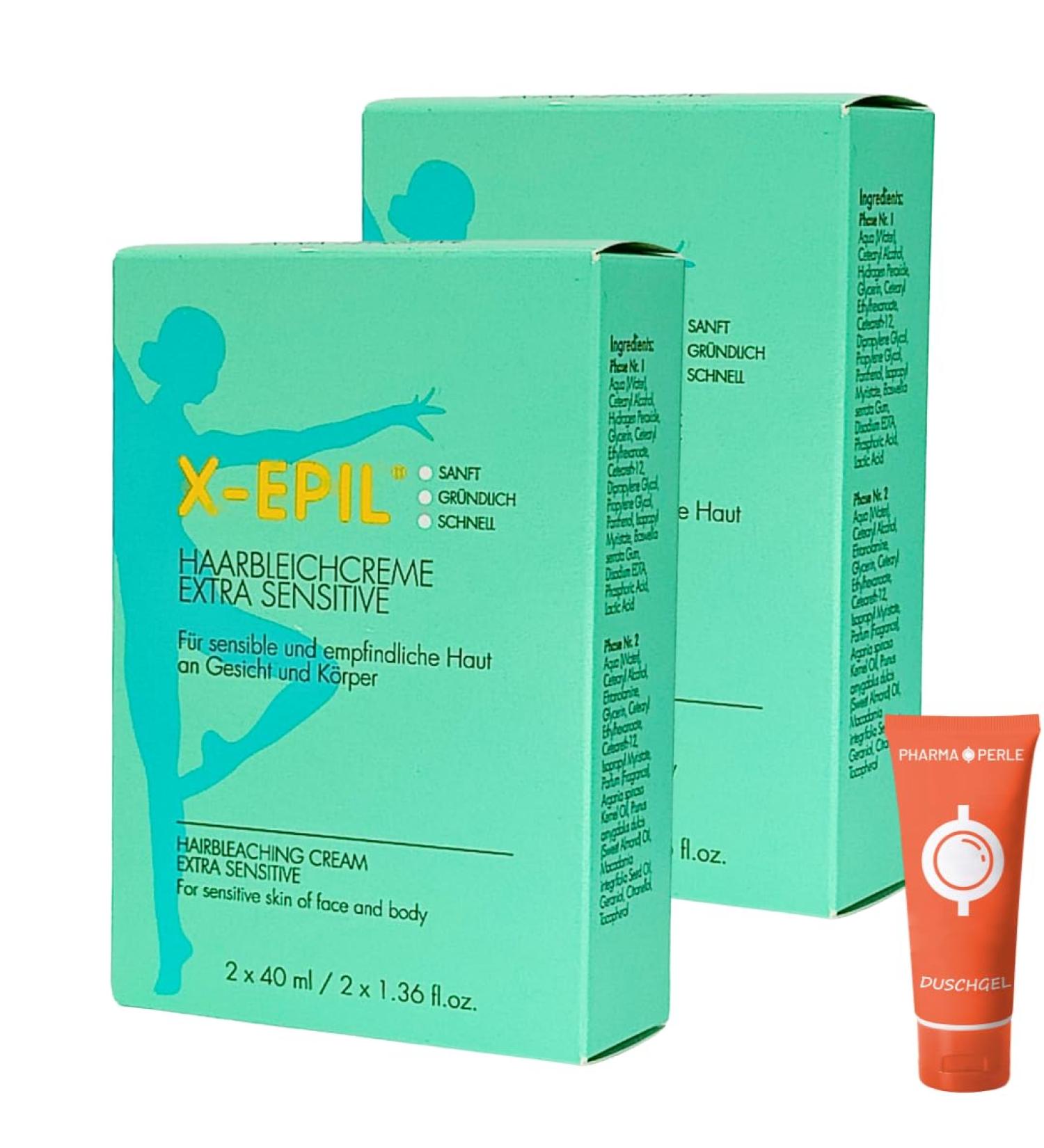 X-EPIL Hair Bleaching Extra Sensitive 2x40ml | Gentle & Fast Bleaching Cream for Face & Body | Ideal for Sensitive Skin | Savings Set & Giveaway - Buy Online on SooperMarket.com