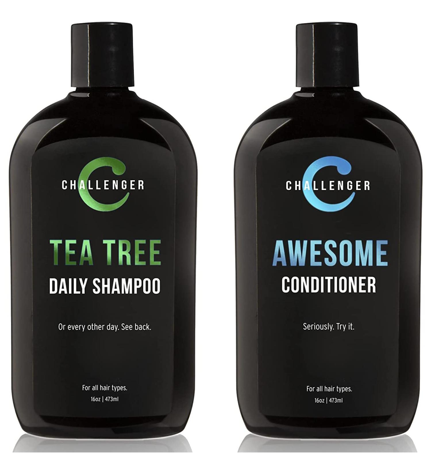 Challenger Tea Tree Shampoo & Peppermint Conditioner Combo | Men s Anti-Itch Shower Products | Argan Oil & Biotin | 16oz Artificial Color Free | 2-Pack for Dry Scalp - Buy Online on SooperMarket.com