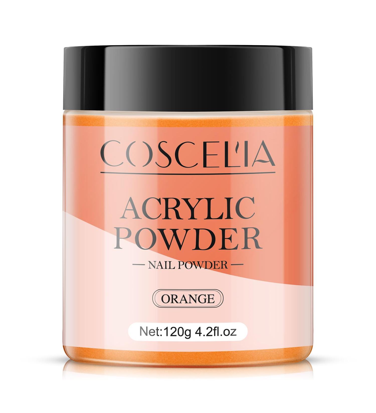COSCELIA Dark Orange Acrylic Powder for Nails - 120g 3D Nail Extensions No Lamp Needed - Best for Long-Lasting Manicure - Buy Online on SooperMarket.com