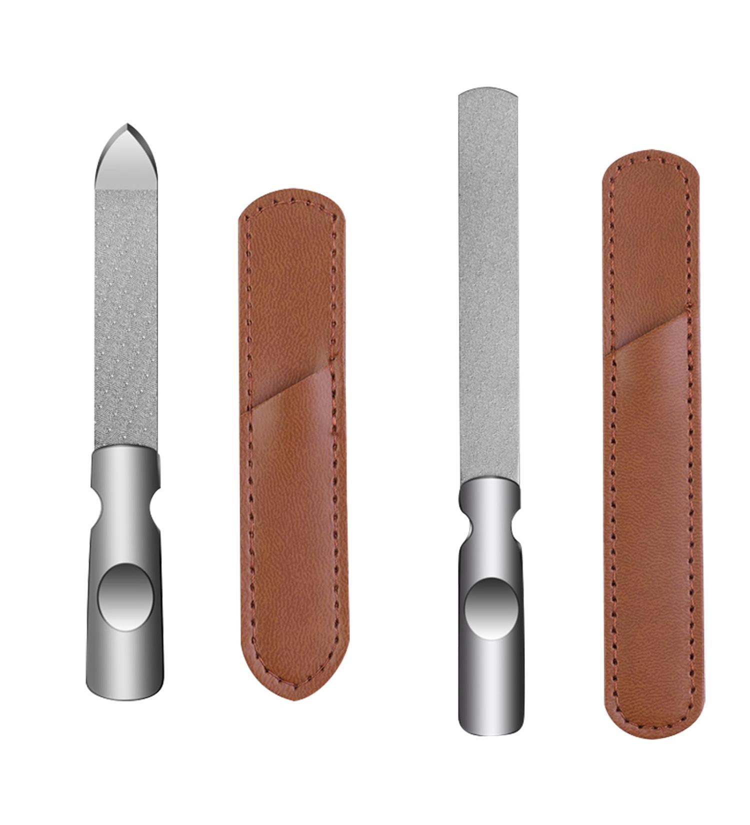 RTRTGS Set of 2 Nail File Set Stainless Steel Professional Nail Files Metal Double-Sided with Non-Slip Handle Leather Bag Fine / Coarse Nail File for Manicure - Buy Online on SooperMarket.com
