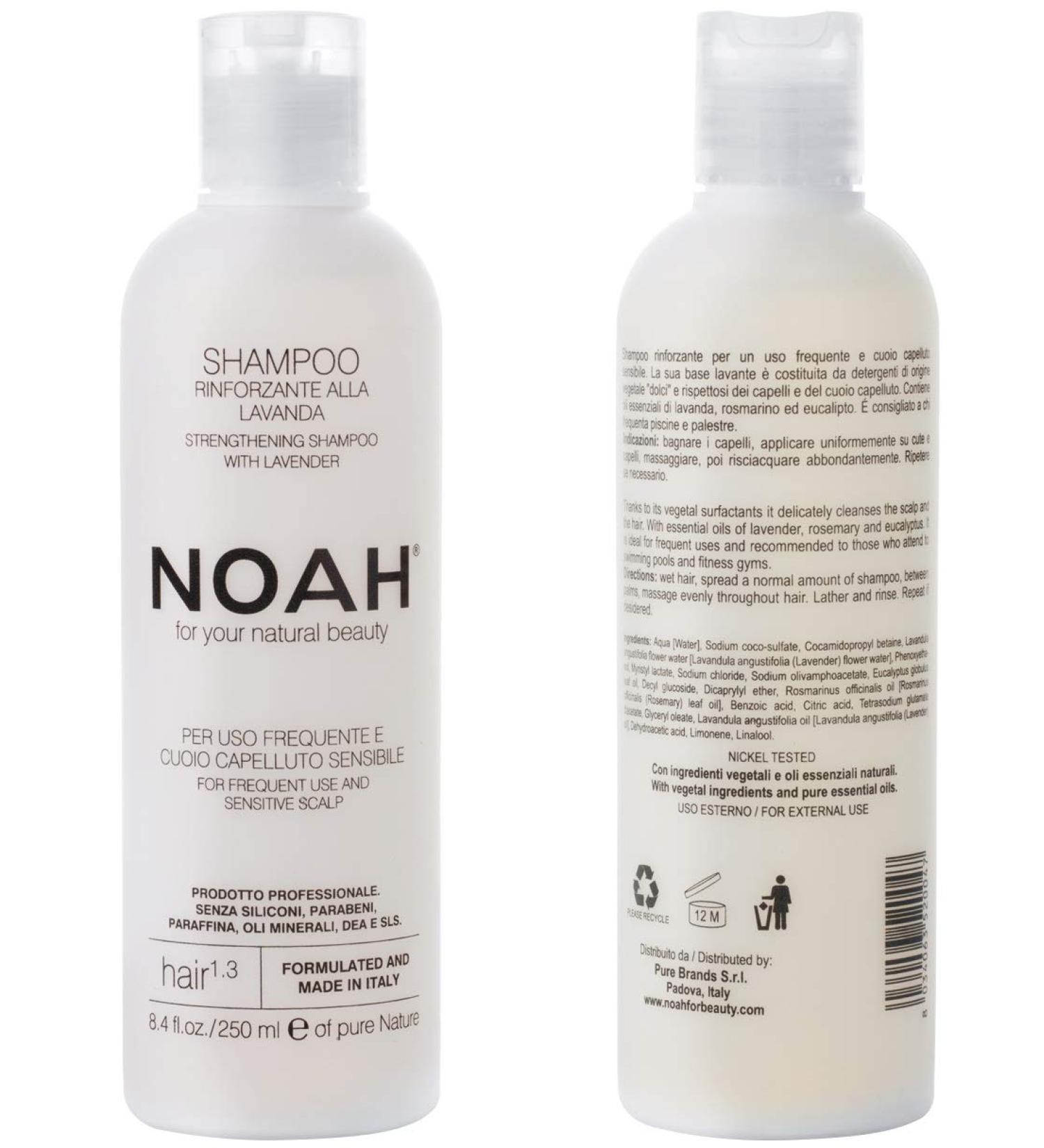 Noah Hair 1.3 Strengthening Lavender Shampoo with Rosemary Oil - Organic Vegan Sulphate-Free Eco-Friendly Daily Shampoo - 8.5 fl. oz - Buy Online on SooperMarket.com