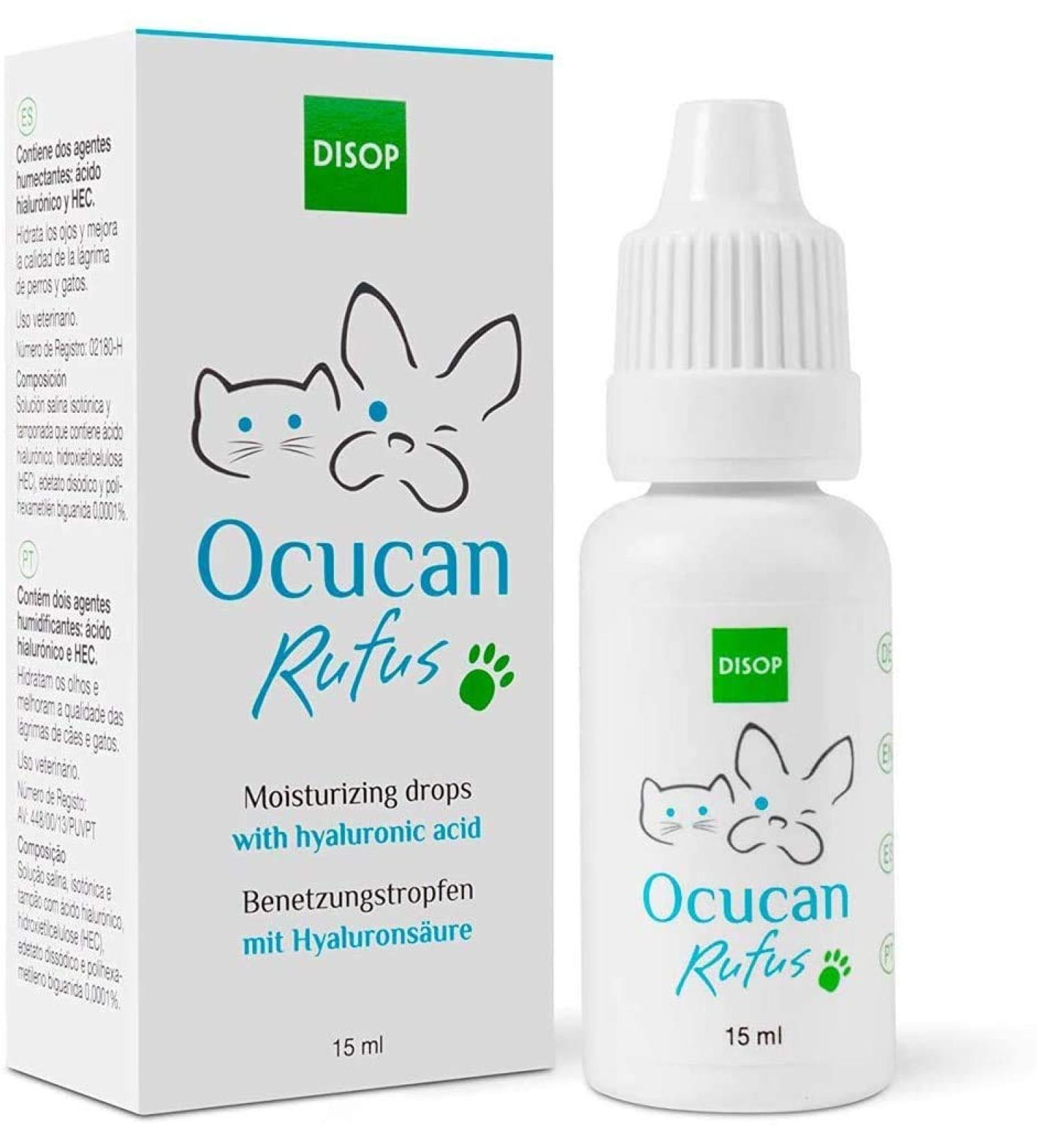Ocucan Moisturising Eye Drops with Hyaluronic Acid for the Eyes of Dogs. Lubricating Relief Drops for Dry Eyes 15 ml - Buy Online on SooperMarket.com