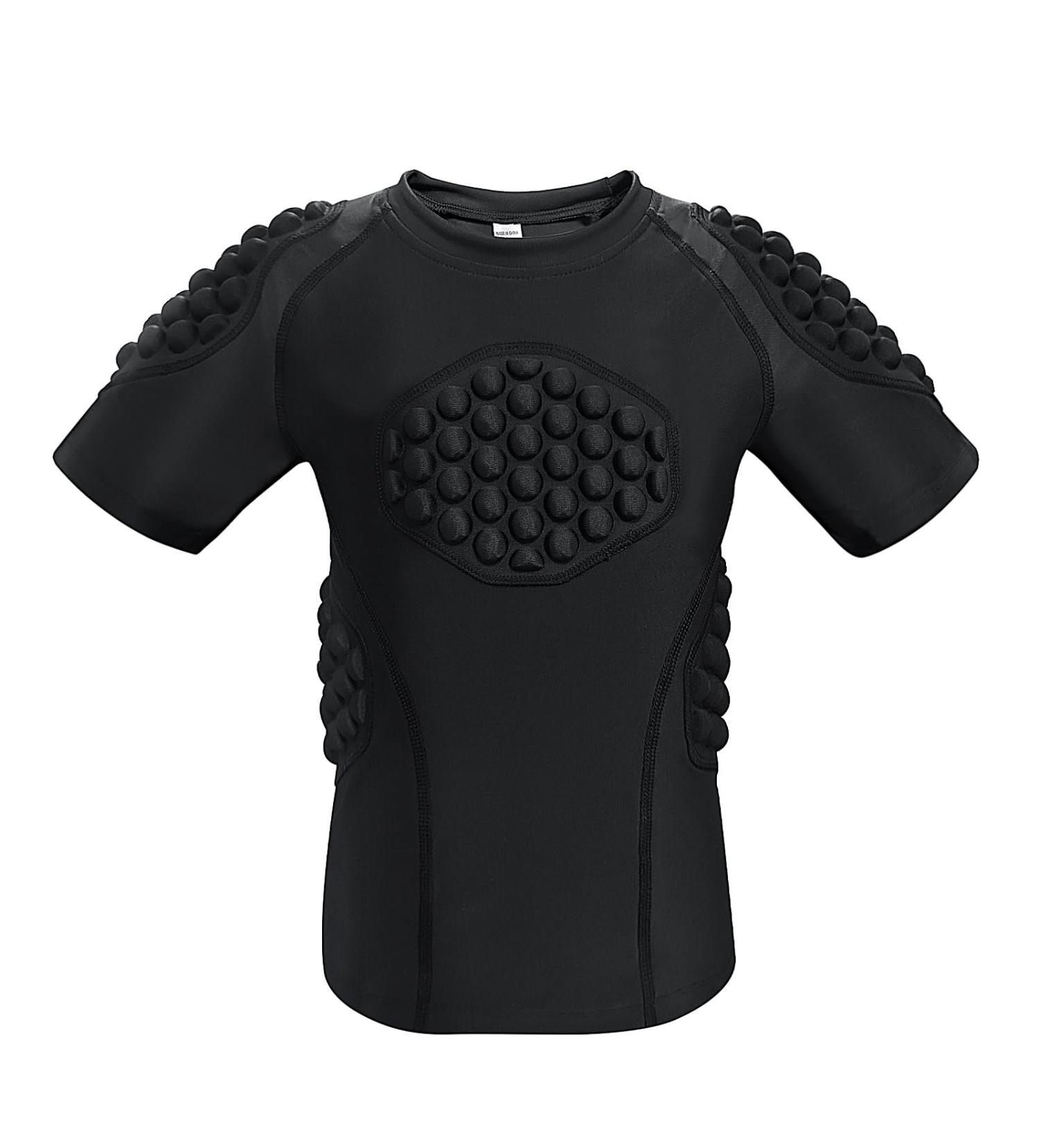 Topeter Padded Football Shirt for Youth | Compression Rib Protection - XL Pure Black - Buy Online on SooperMarket.com