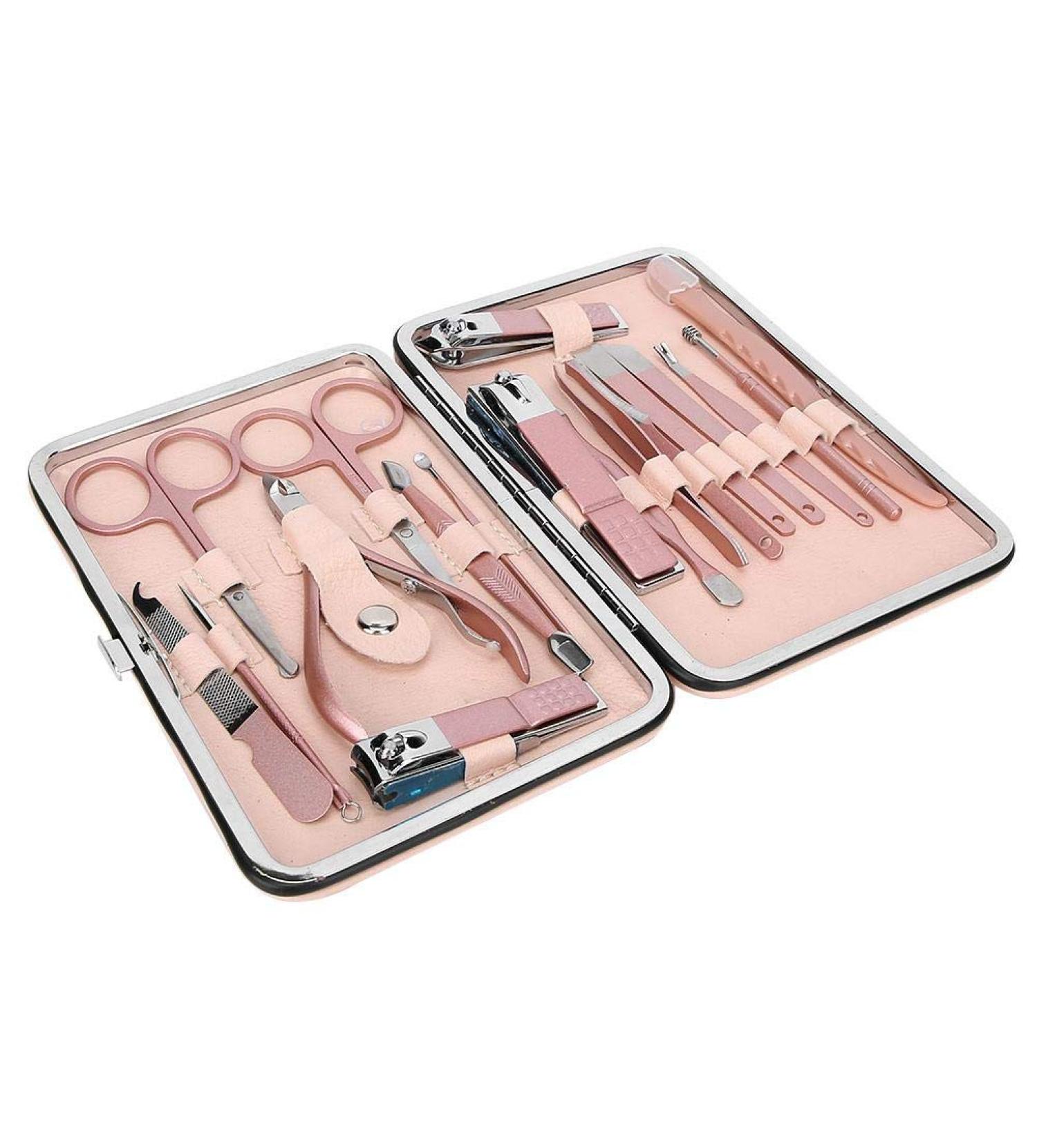 18 Pieces Stainless Steel Nail Clippers Set Professional Nail Art Tool Kit Cuticle Trimmer Kit Suitable for Men Women Girls Boys and Elderly(Ros gold) - Buy Online on SooperMarket.com
