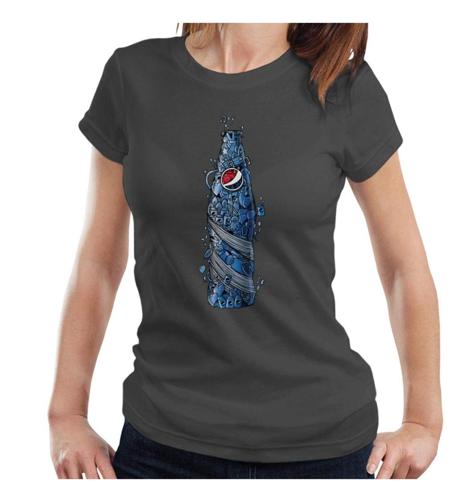 All+Every Pepsi Doodle Bottle Women's T-Shirt M Charcoal - Buy Online on SooperMarket.com