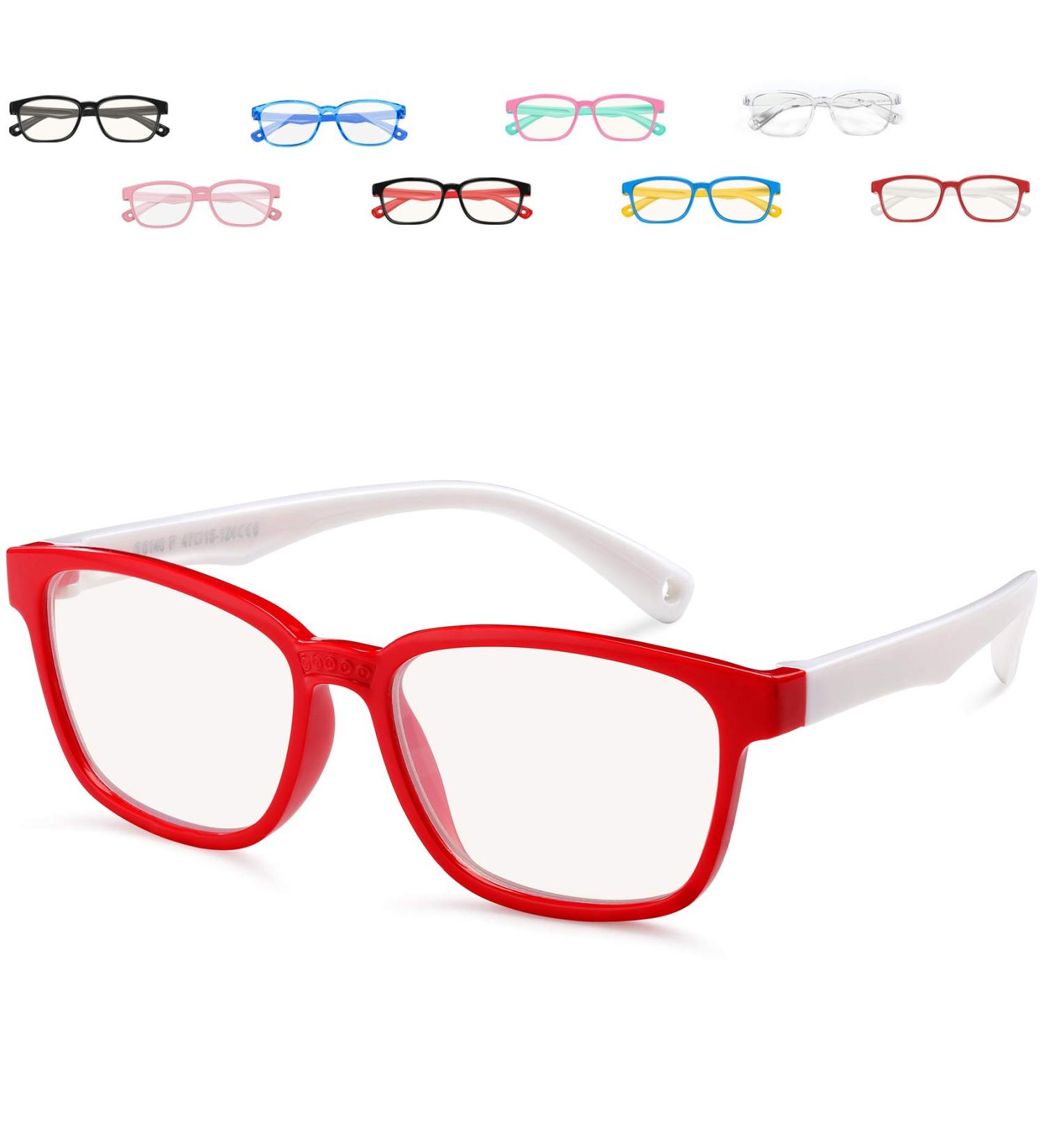 Getino Kids Blue Light Glasses | Anti Eyestrain & Glare Protection for Ages 3-12 | Red White Computer Gaming Glasses for Boys and Girls - Buy Online on SooperMarket.com