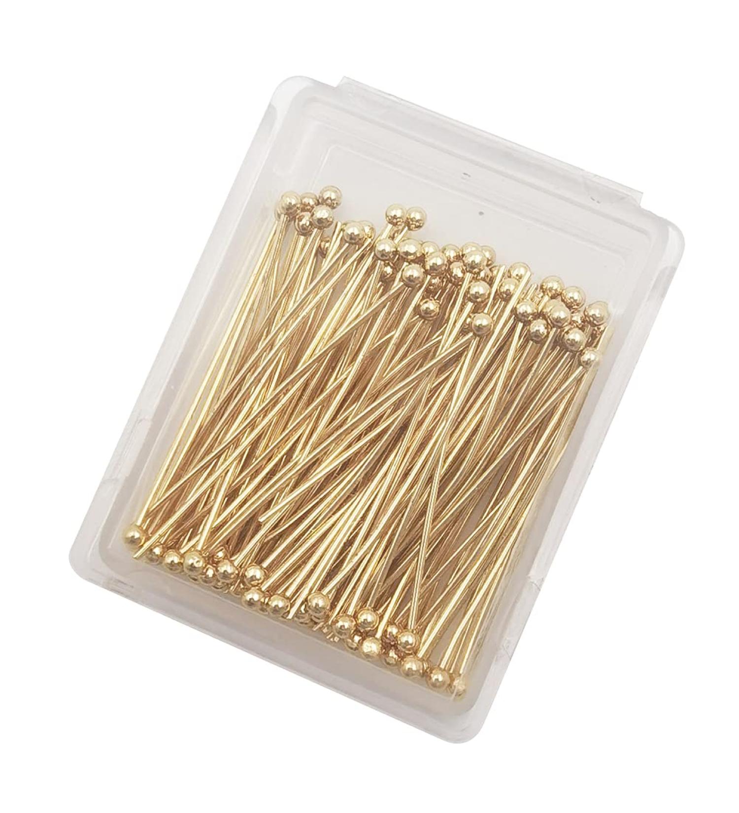 INSPIRELLE 100PCS Gold Plated Brass Ball Head Pins 22 Gauge Satin Pins - 30mm (1.2 Inch) Long for DIY Jewelry Making - Buy Online on SooperMarket.com