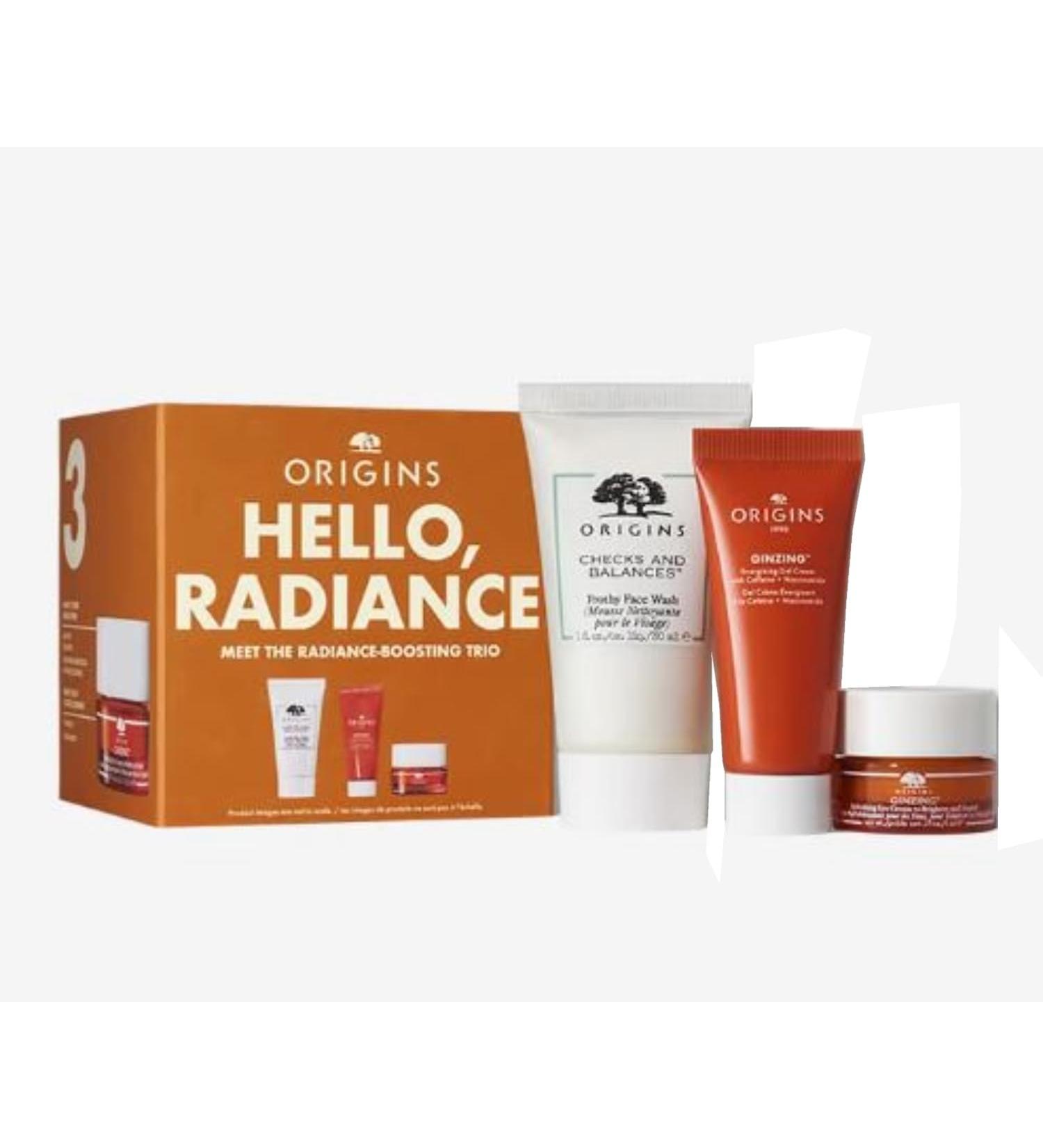 Origins Hello Radiance Trio Set - Travel Size Face Wash Gel Cream & Eye Cream - Boost Your Glow - Buy Online on SooperMarket.com