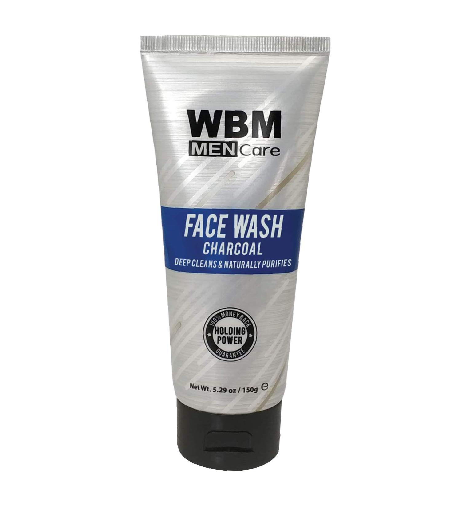 WBM Care Men Deep Cleanse Charcoal Face Wash - Daily Facial Cleanser for All Skin Types | 5.29 Oz | International Shipping - Buy Online on SooperMarket.com
